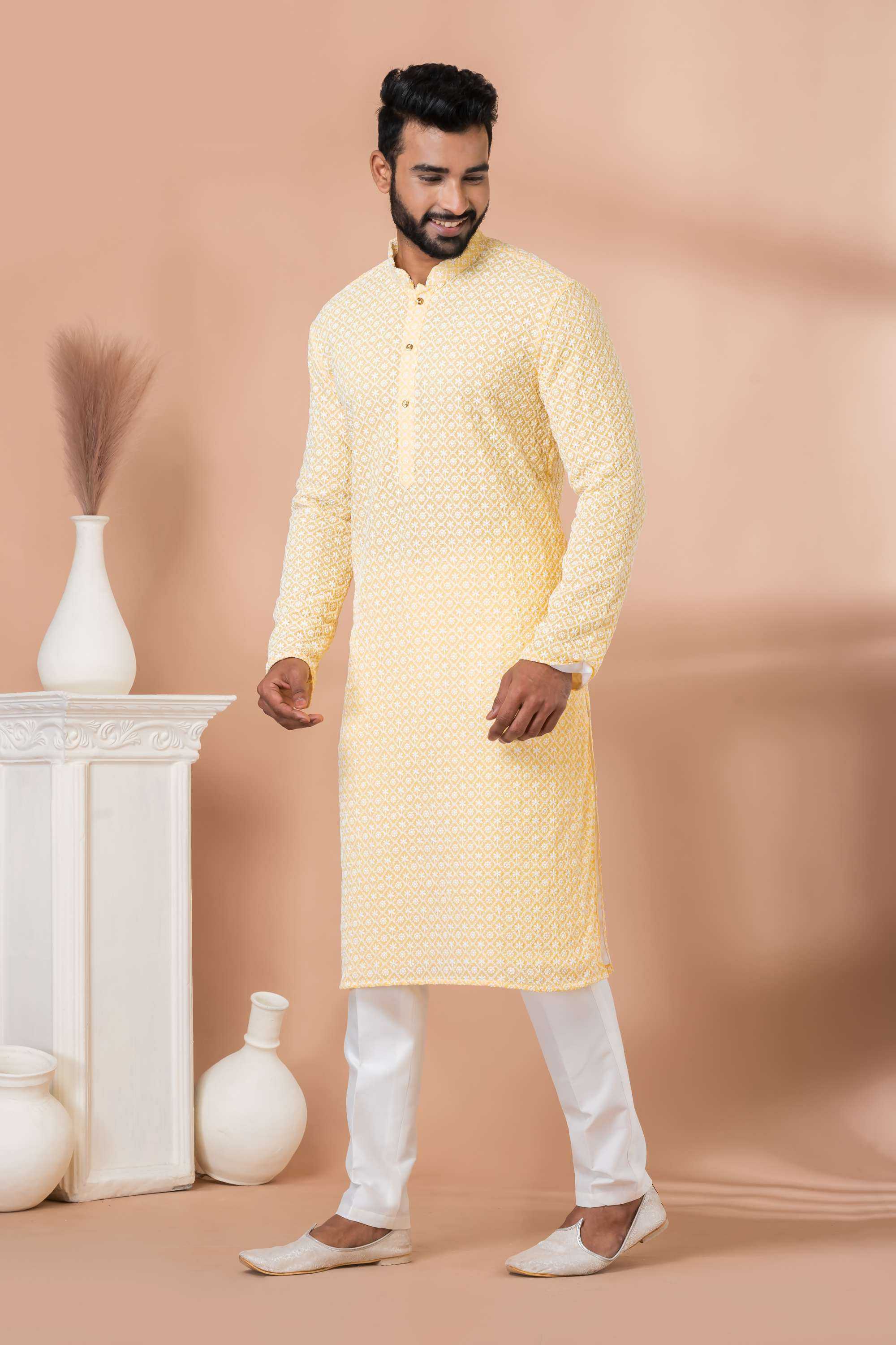Ynf Georgette RIN223 3429B Mens Wear Wholesale Mens Kurtas Mens Kurta Pyjama Men Wedding kurta Manufacturer