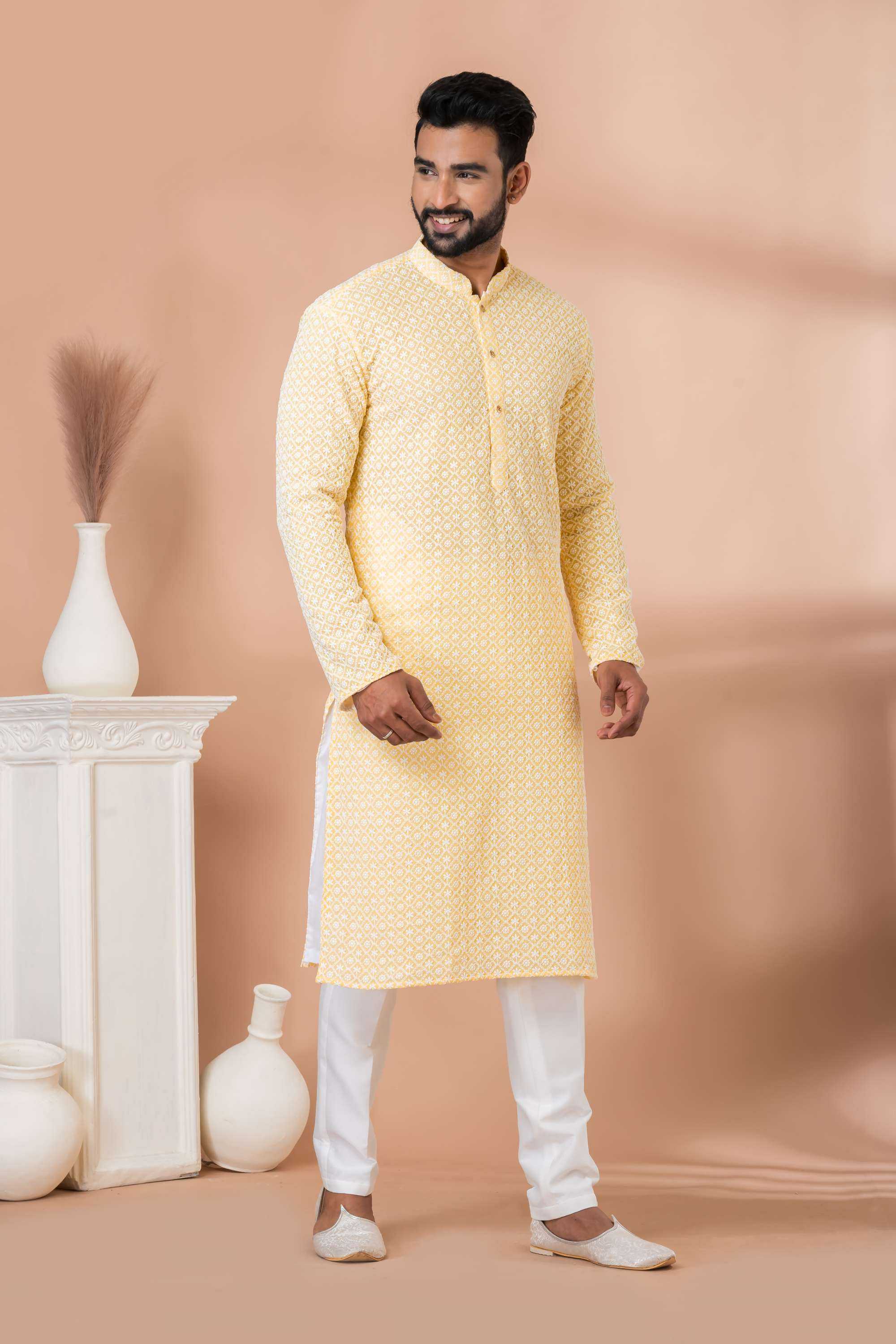 Ynf Georgette RIN223 3429B Mens Wear Wholesale Mens Kurtas Mens Kurta Pyjama Men Wedding kurta Manufacturer