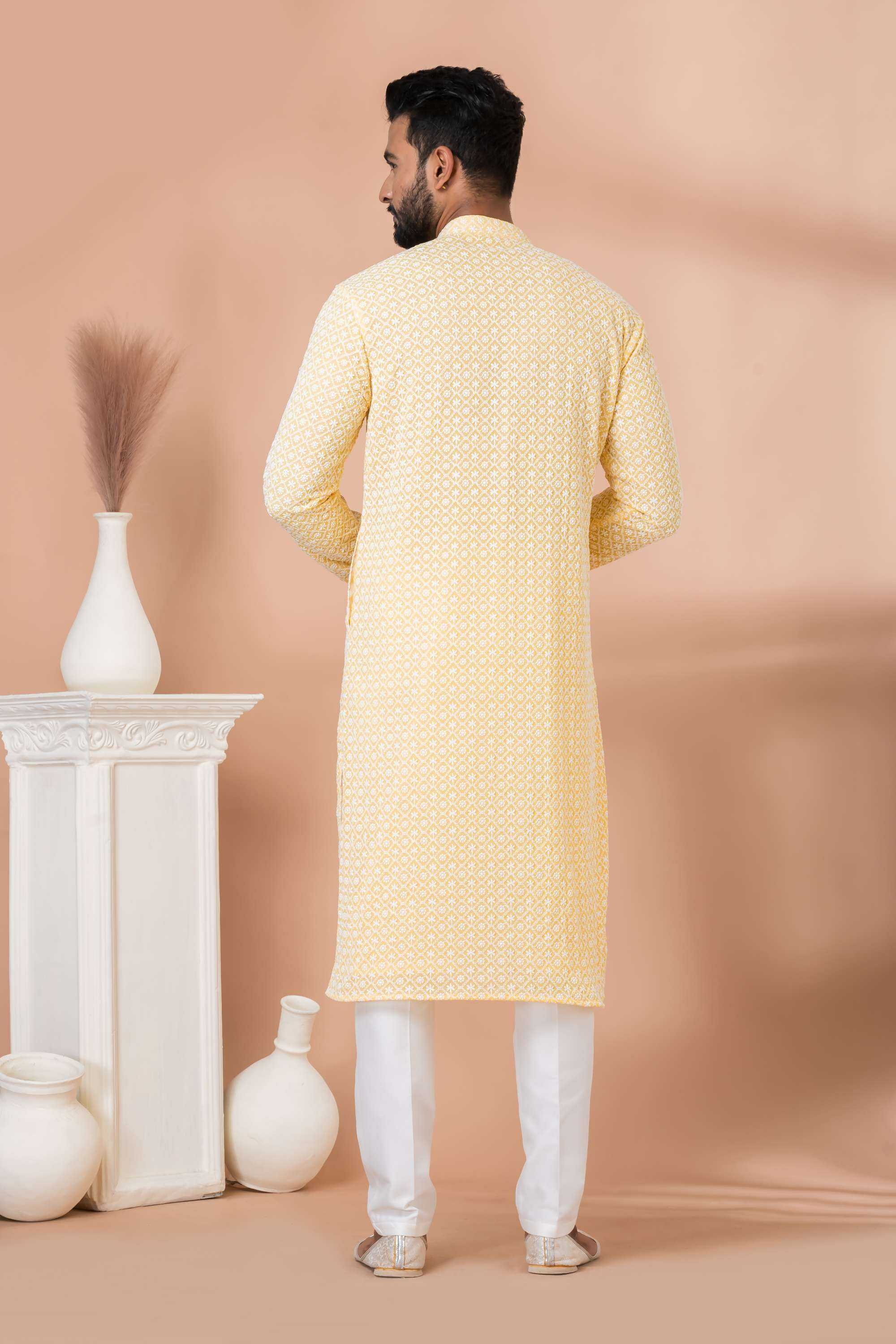 Ynf Georgette RIN223 3429B Mens Wear Wholesale Mens Kurtas Mens Kurta Pyjama Men Wedding kurta Manufacturer