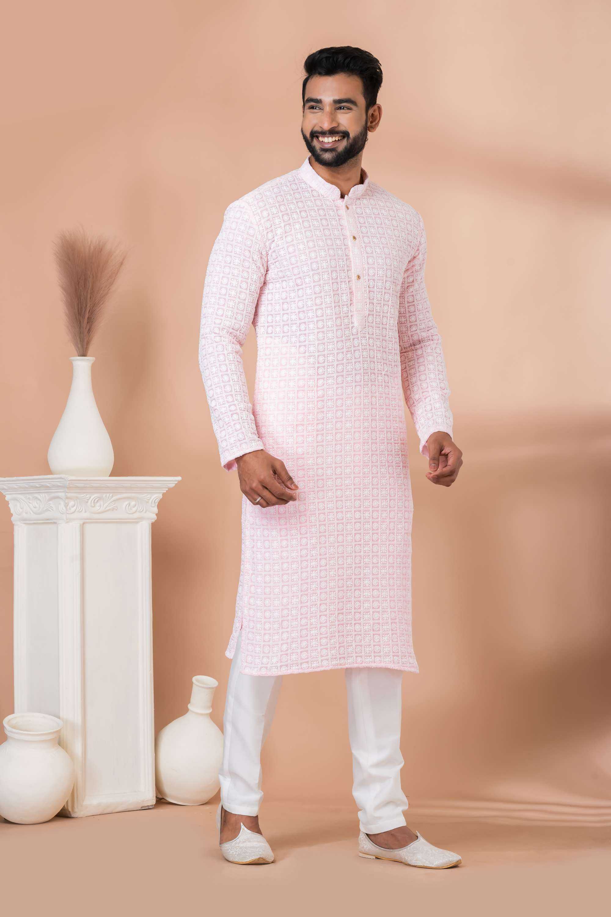 Ynf Georgette RIN223 3430A Mens Wear Wholesale Mens Kurtas Mens Kurta Pyjama Men Wedding kurta Manufacturer