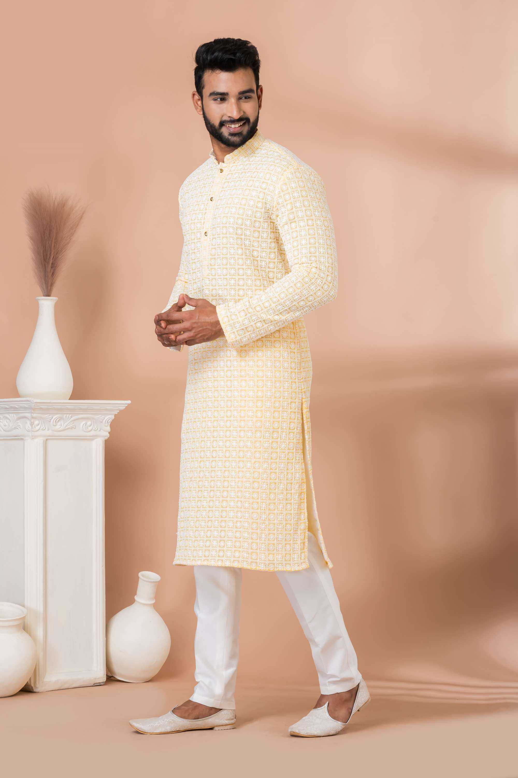 Ynf Georgette RIN223 3431B Mens Wear Wholesale Mens Kurtas Mens Kurta Pyjama Men Wedding kurta Manufacturer