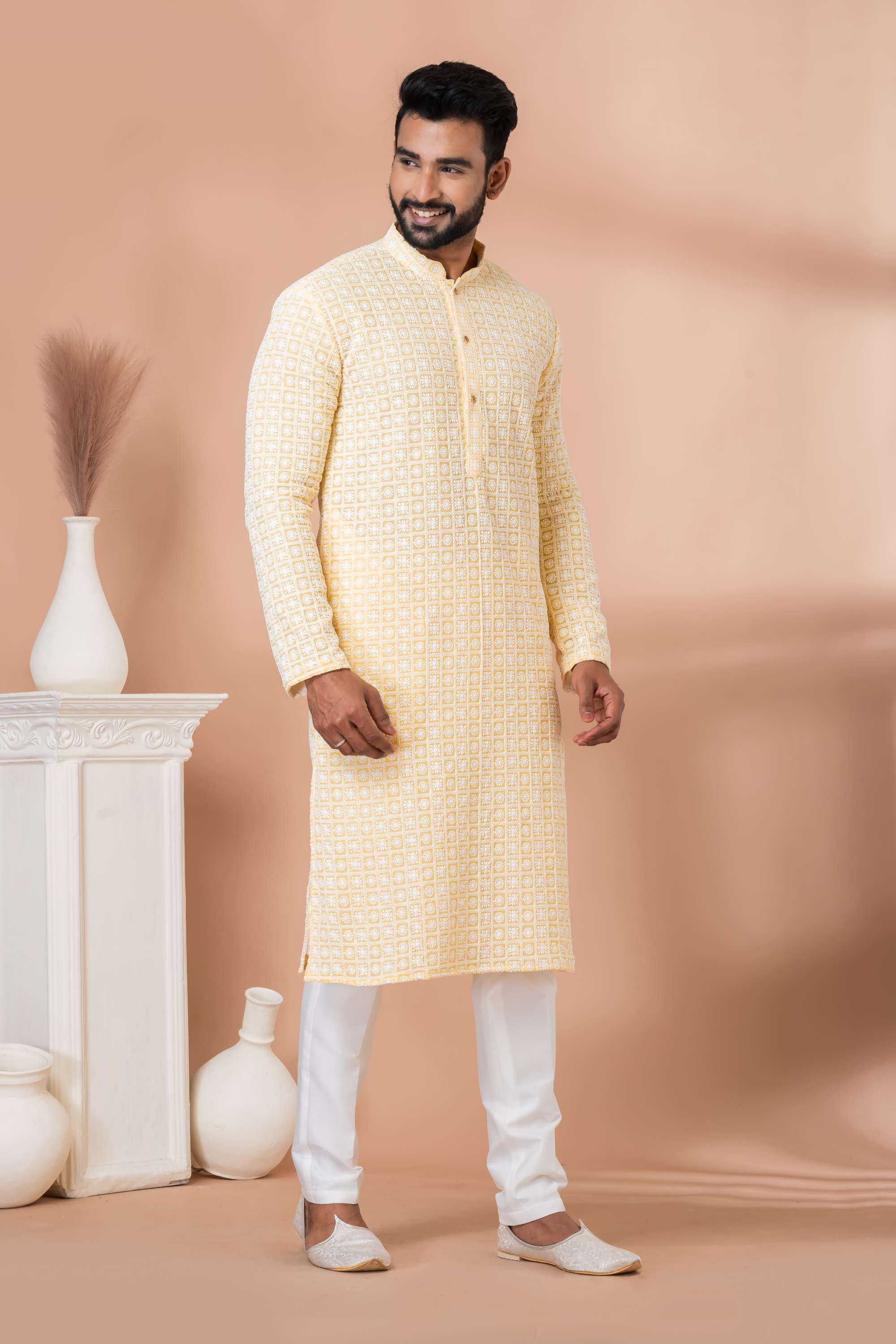 Ynf Georgette RIN223 3431B Mens Wear Wholesale Mens Kurtas Mens Kurta Pyjama Men Wedding kurta Manufacturer