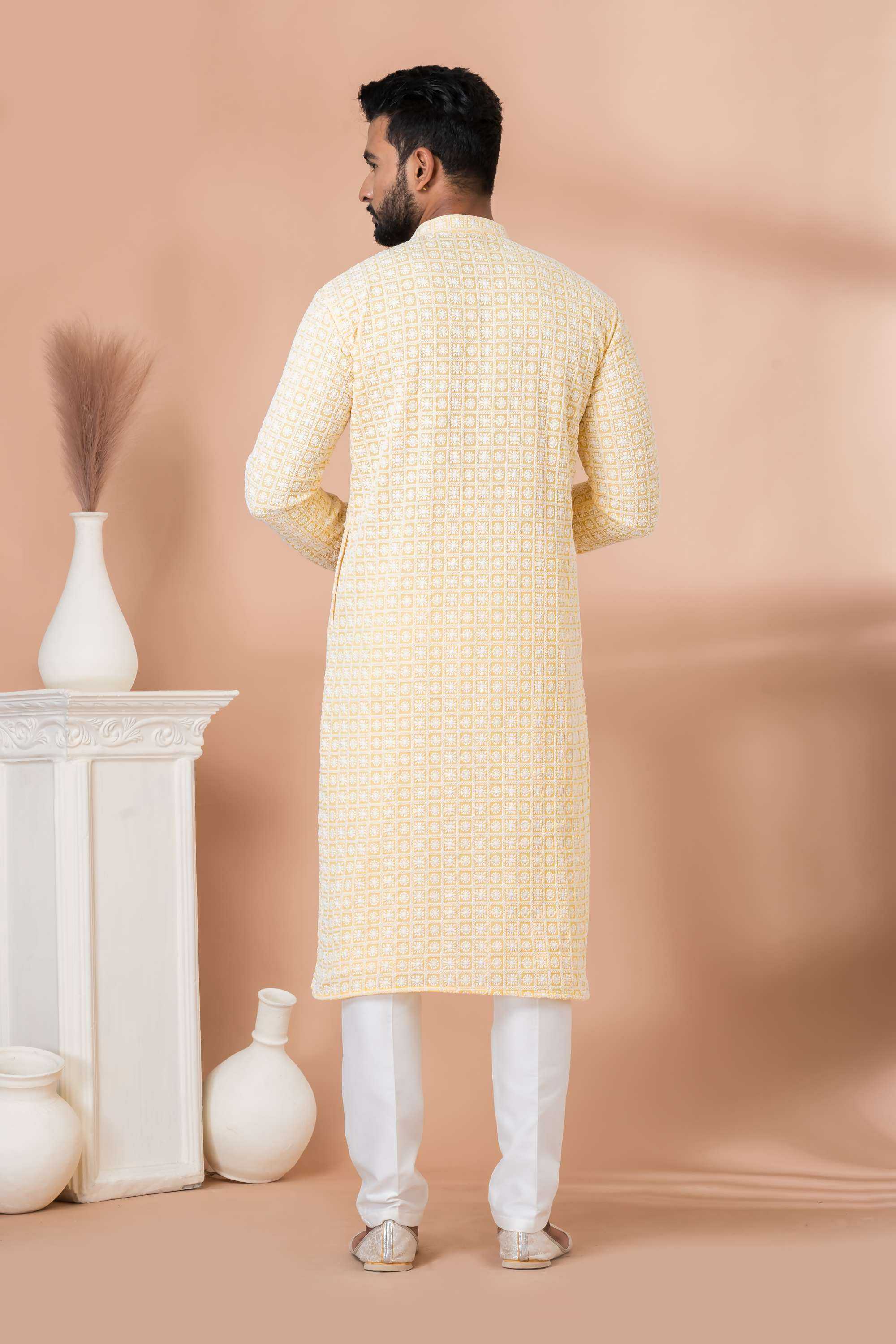 Ynf Georgette RIN223 3431B Mens Wear Wholesale Mens Kurtas Mens Kurta Pyjama Men Wedding kurta Manufacturer
