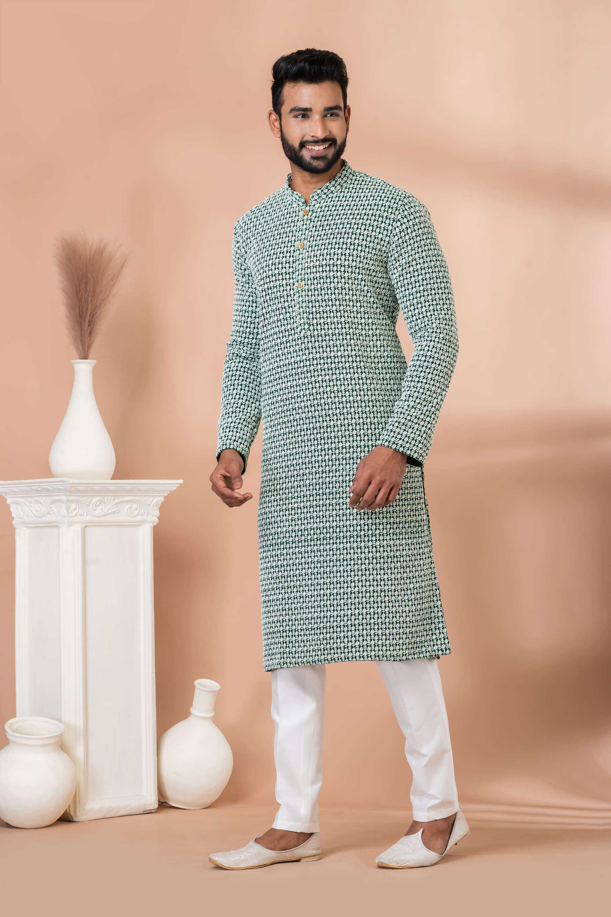 Ynf Georgette RIN223 3432B Mens Wear Wholesale Mens Kurtas Mens Kurta Pyjama Men Wedding kurta Manufacturer