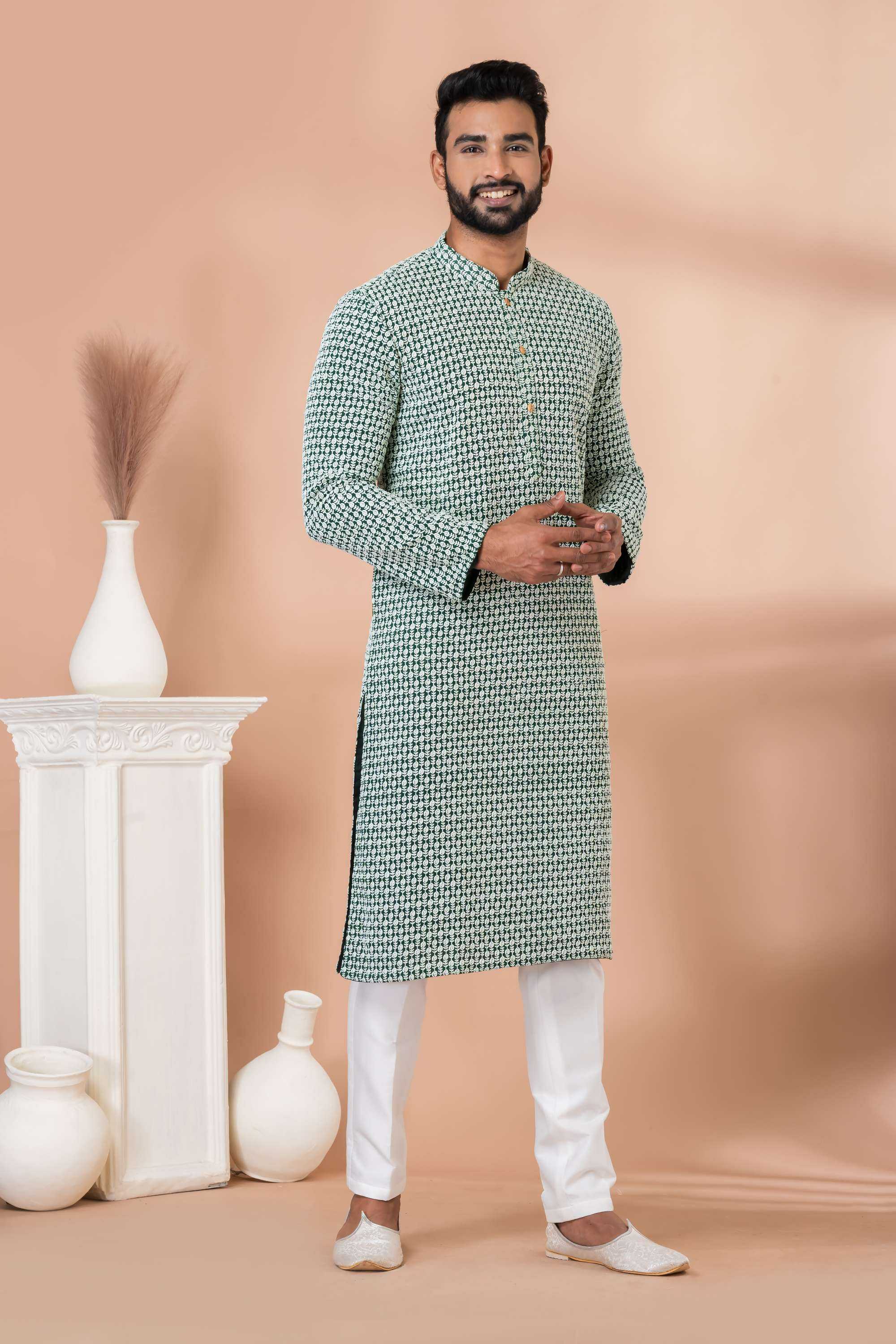 Ynf Georgette RIN223 3432B Mens Wear Wholesale Mens Kurtas Mens Kurta Pyjama Men Wedding kurta Manufacturer