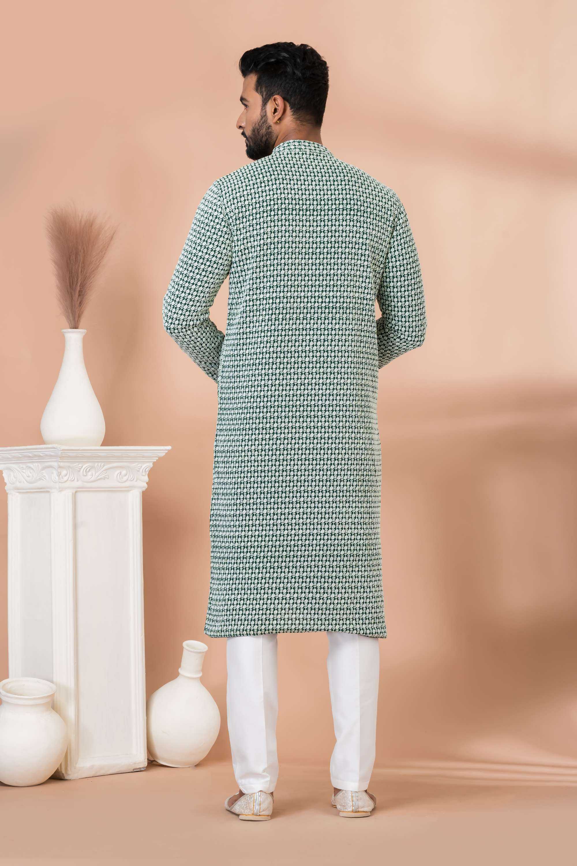 Ynf Georgette RIN223 3432B Mens Wear Wholesale Mens Kurtas Mens Kurta Pyjama Men Wedding kurta Manufacturer