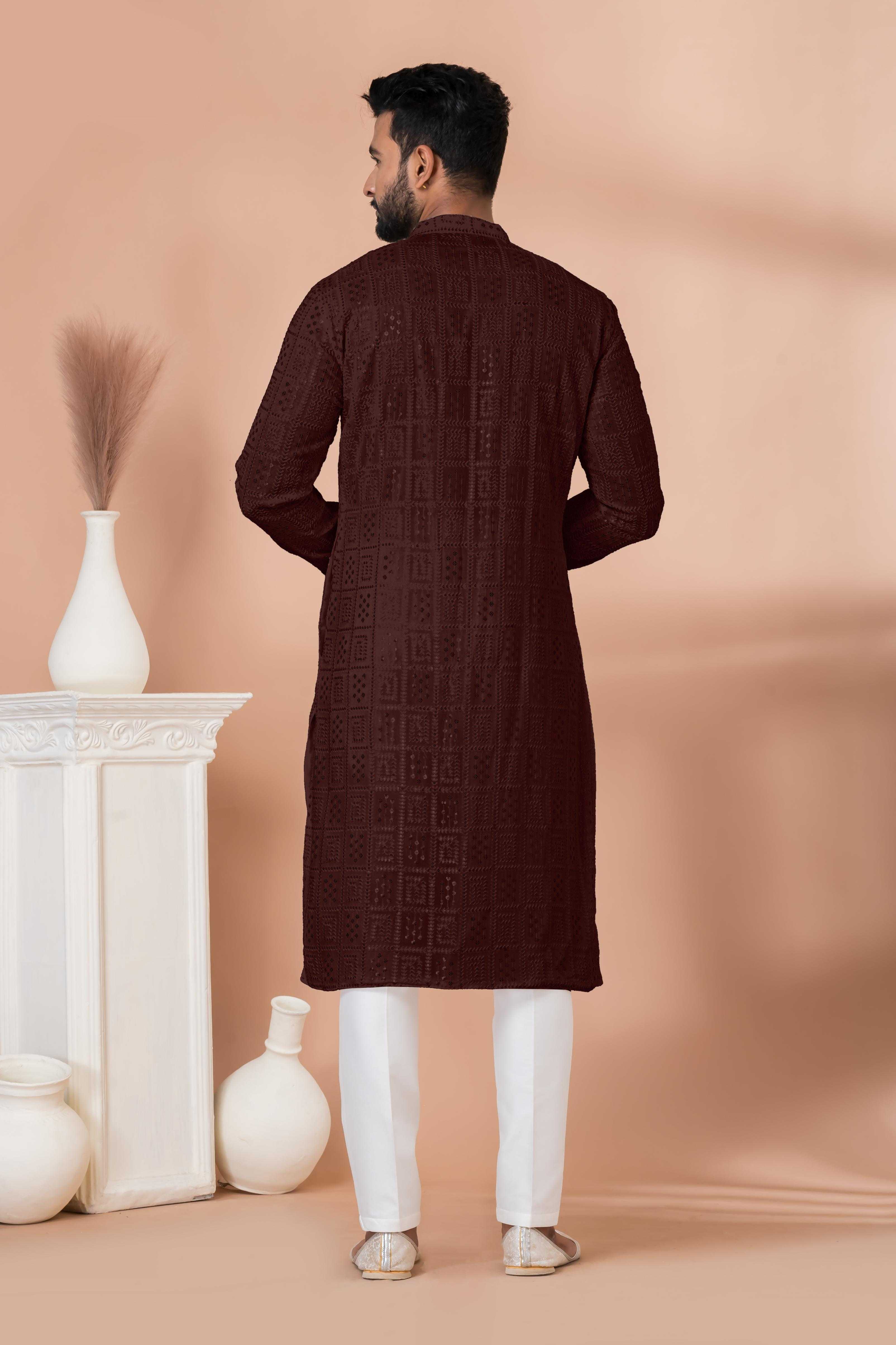 Ynf Georgette RIN2233311C-B Mens Wear Wholesale Mens Kurtas Mens Kurta Pyjama Men Wedding kurta Manufacturer