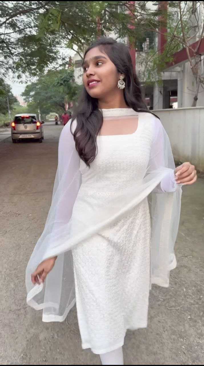 Ynf Georgette RIN226 LACE BORDER Suits & Dresses Wholesale Ladies Suits Georgette Suit White Salwar Suit Manufacturer