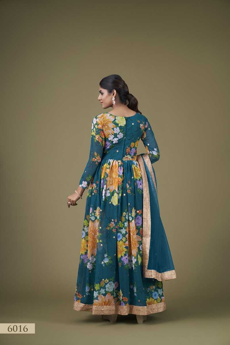 Ynf Georgette RIN227 6016 Gowns Wholesale Printed Gowns Anarkali Gown Floral Print Gowns Manufacturer