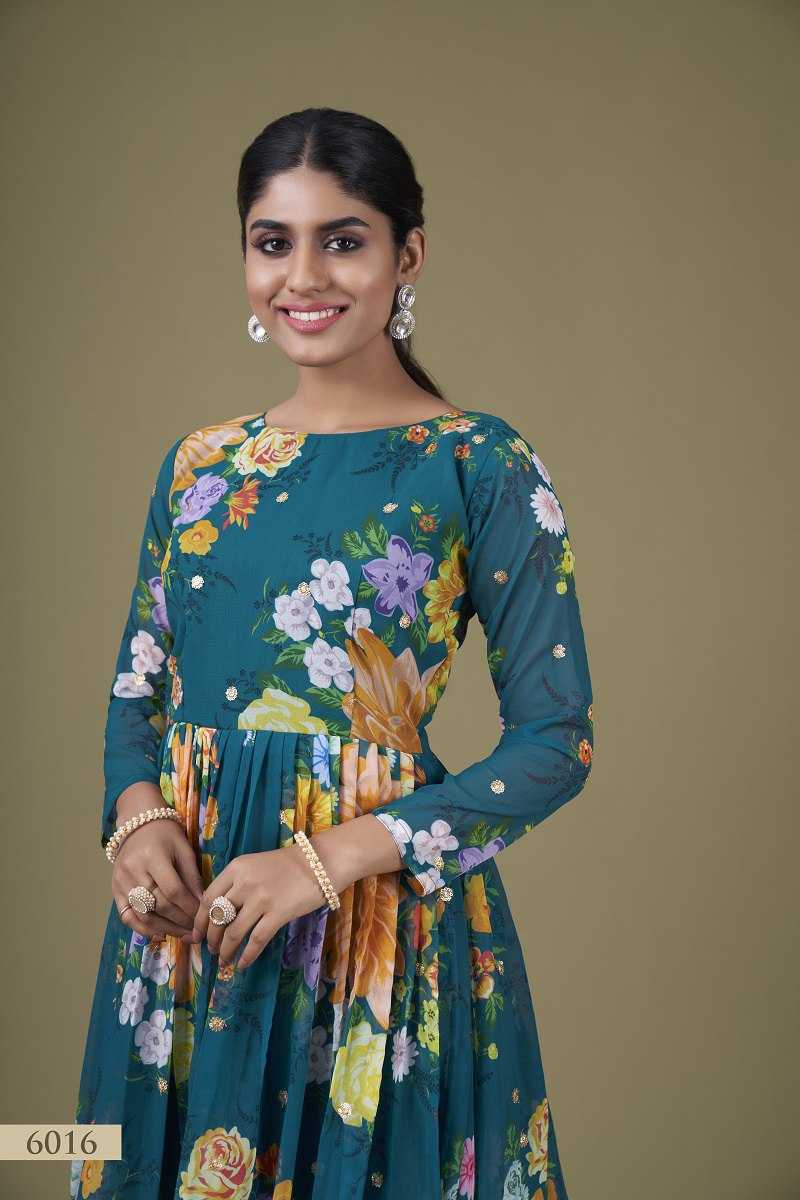 Ynf Georgette RIN227 6016 Gowns Wholesale Printed Gowns Anarkali Gown Floral Print Gowns Manufacturer
