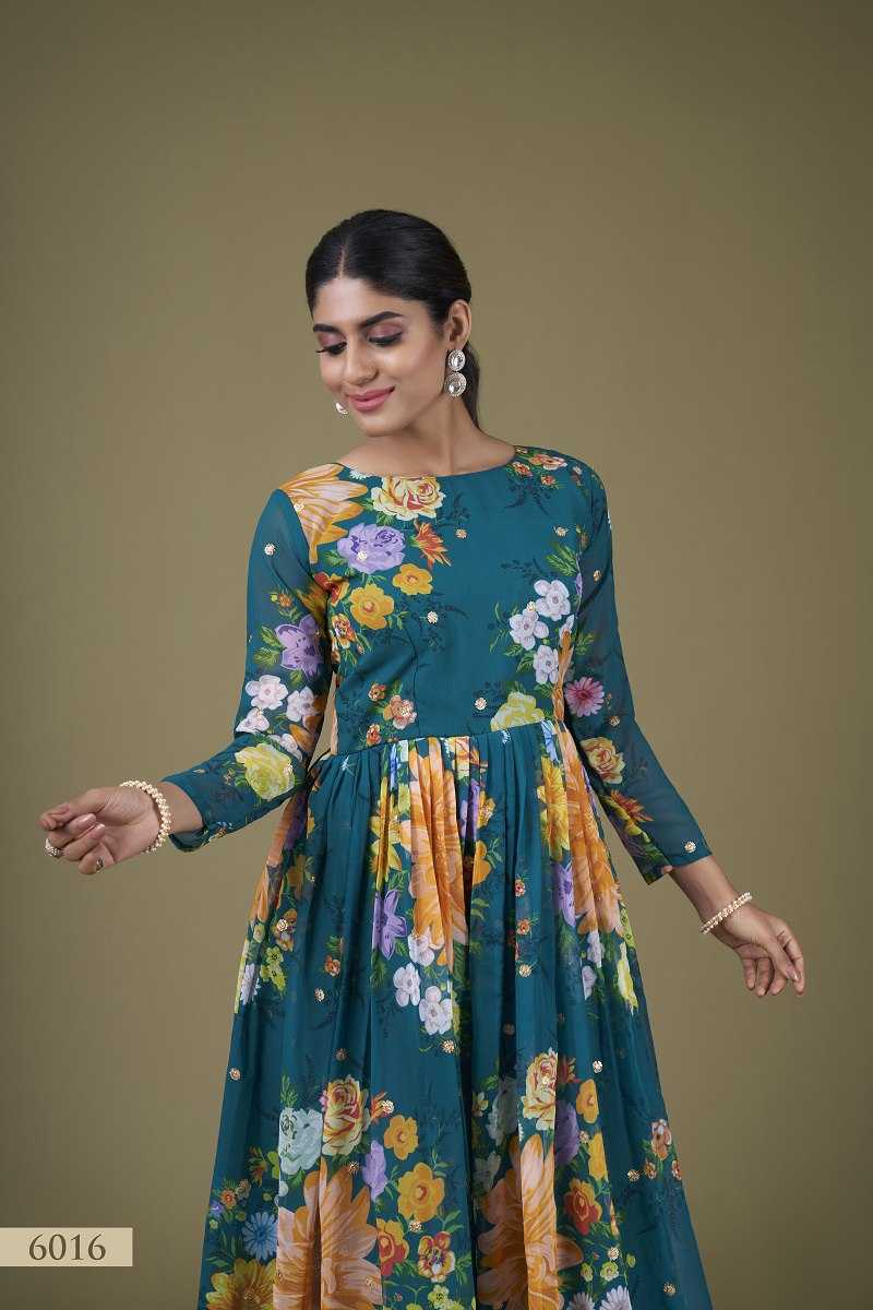 Ynf Georgette RIN227 6016 Gowns Wholesale Printed Gowns Anarkali Gown Floral Print Gowns Manufacturer