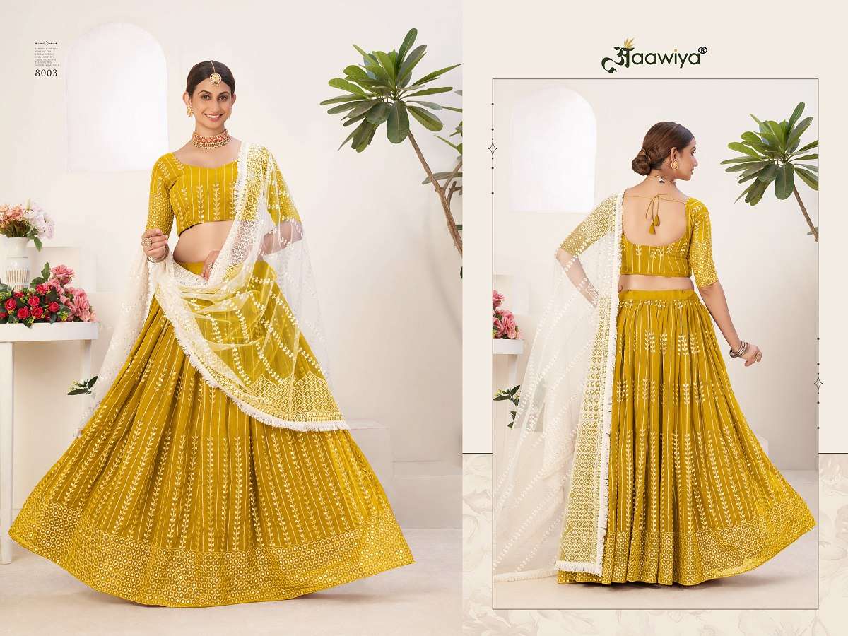 Ynf Georgette RIN227 8003 MUSTARD Lehengas Wholesale Fancy Lehenga Embroidered Lehenga Lehenga For Engagement Sequins Lehenga Manufacturer