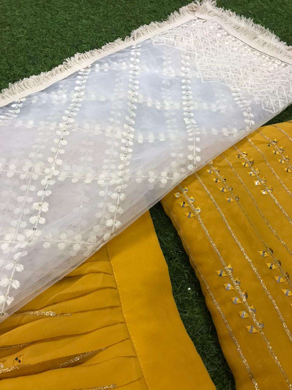 Ynf Georgette RIN227 8003 MUSTARD Lehengas Wholesale Fancy Lehenga Embroidered Lehenga Lehenga For Engagement Sequins Lehenga Manufacturer