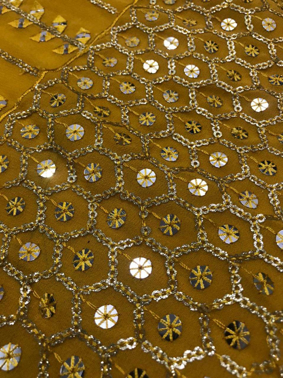 Ynf Georgette RIN227 8003 MUSTARD Lehengas Wholesale Fancy Lehenga Embroidered Lehenga Lehenga For Engagement Sequins Lehenga Manufacturer