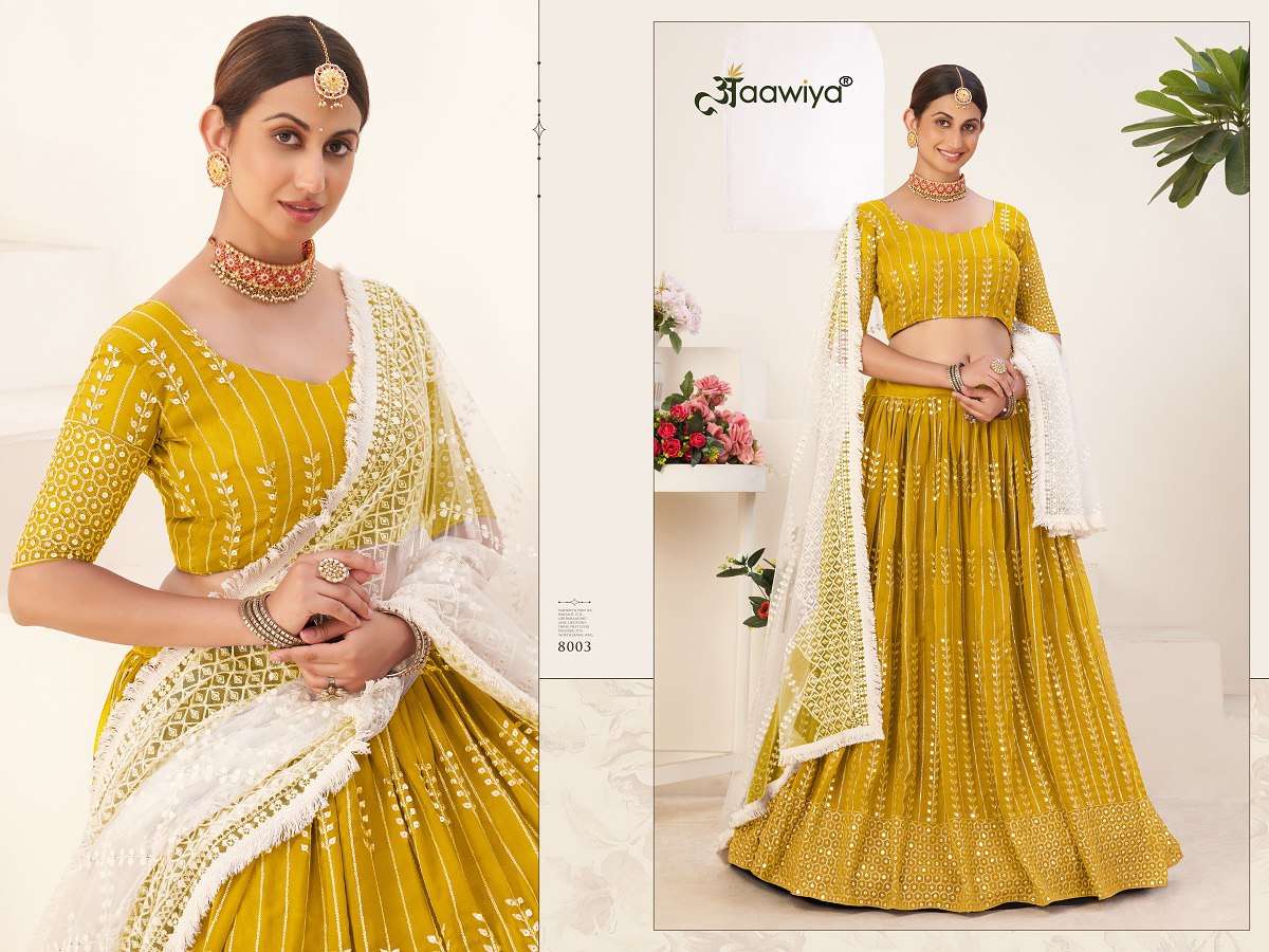Ynf Georgette RIN227 8003 MUSTARD Lehengas Wholesale Fancy Lehenga Embroidered Lehenga Lehenga For Engagement Sequins Lehenga Manufacturer