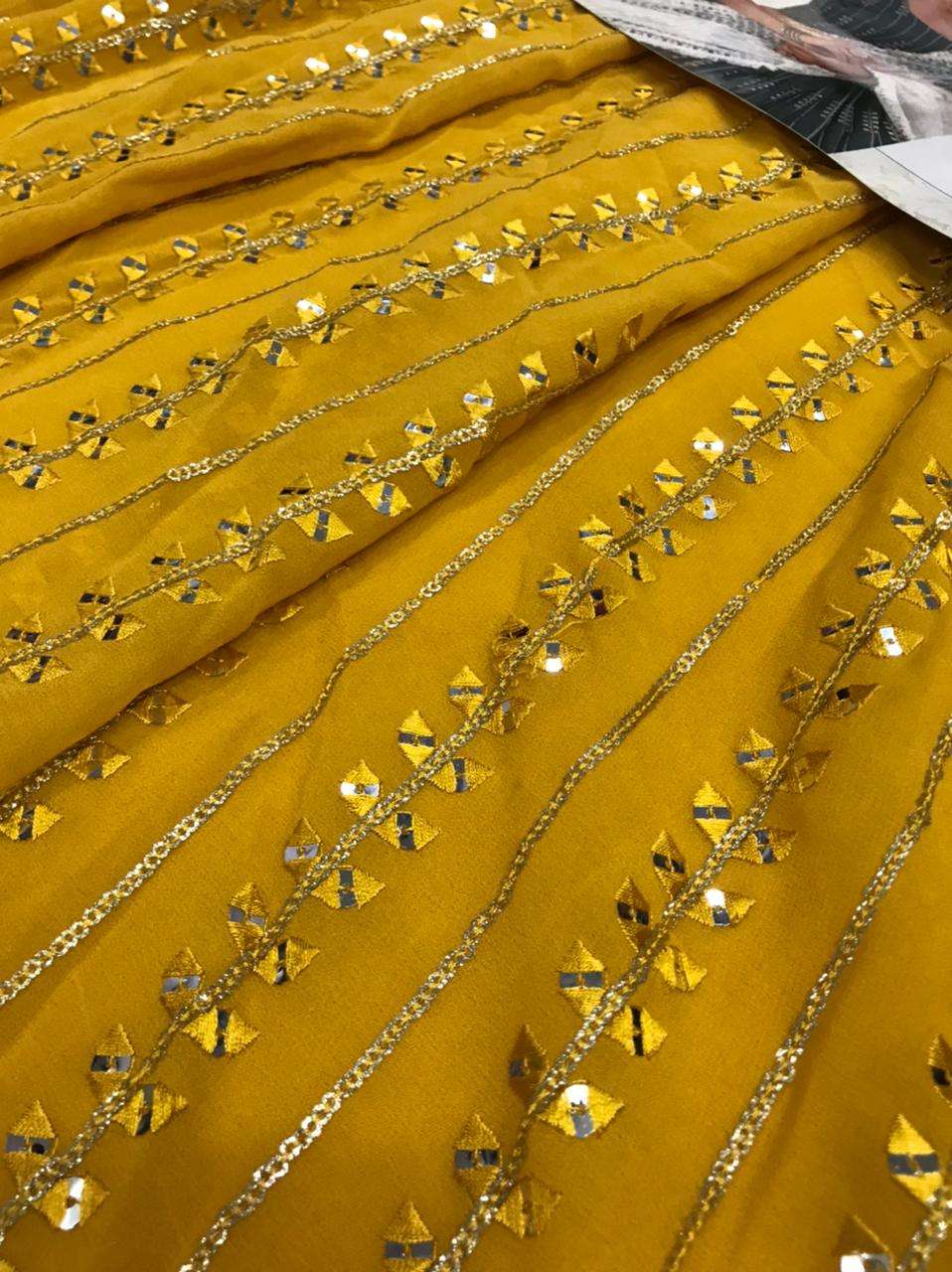 Ynf Georgette RIN227 8003 MUSTARD Lehengas Wholesale Fancy Lehenga Embroidered Lehenga Lehenga For Engagement Sequins Lehenga Manufacturer