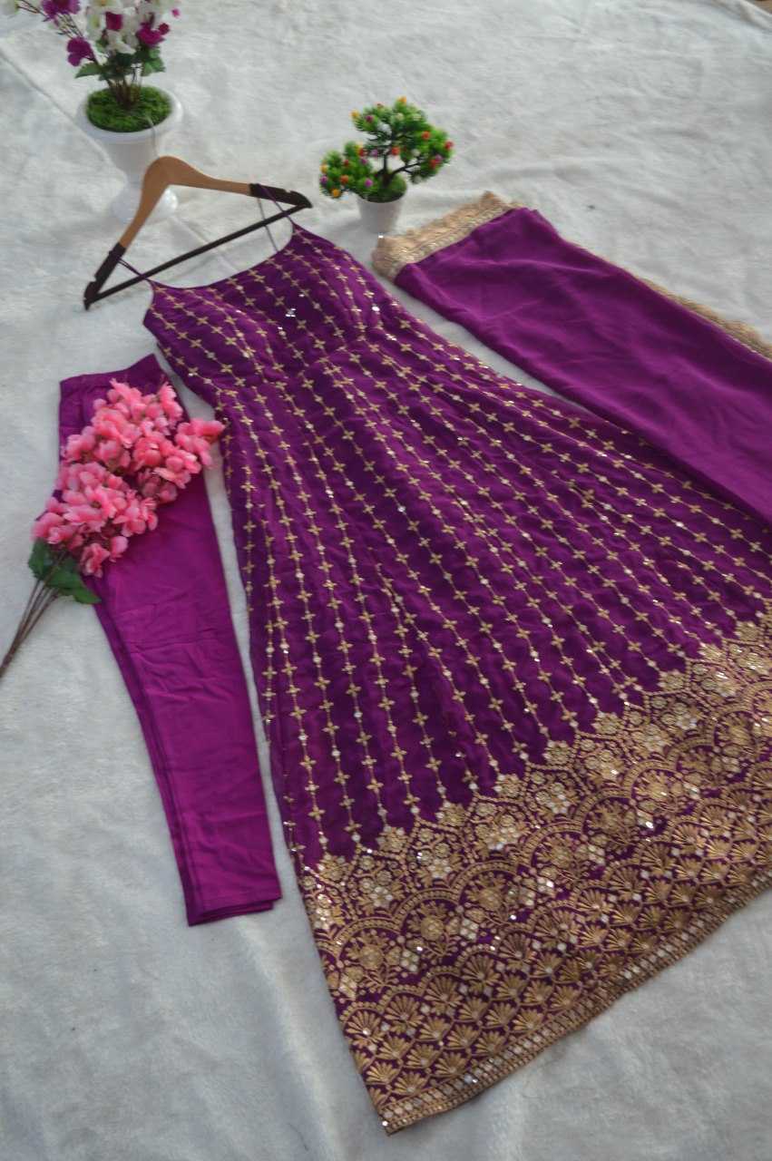 Ynf Georgette RIN228 227 Gowns Wholesale Embroidery Gowns Anarkali Gown Long Gowns Sleeveless Gowns Sequin Gowns Manufacturer