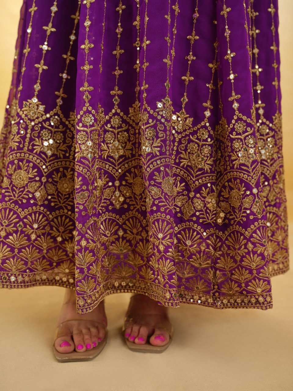 Ynf Georgette RIN228 227 Gowns Wholesale Embroidery Gowns Anarkali Gown Long Gowns Sleeveless Gowns Sequin Gowns Manufacturer