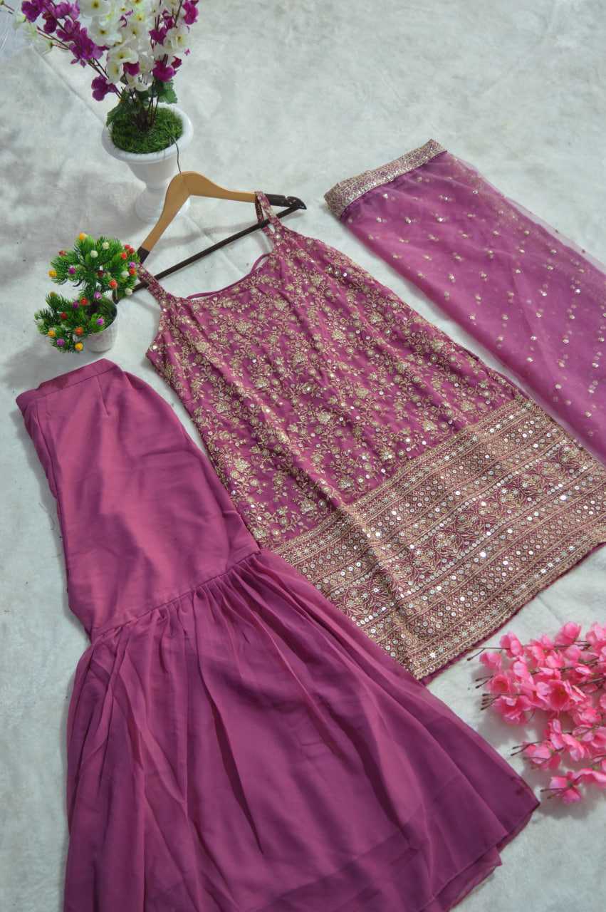 Ynf Georgette RIN228 294 Suits & Dresses Wedding Collections Festive Collections Wholesale Sharara Salwar Suits Georgette Suit Embroidered Suits Manufacturer