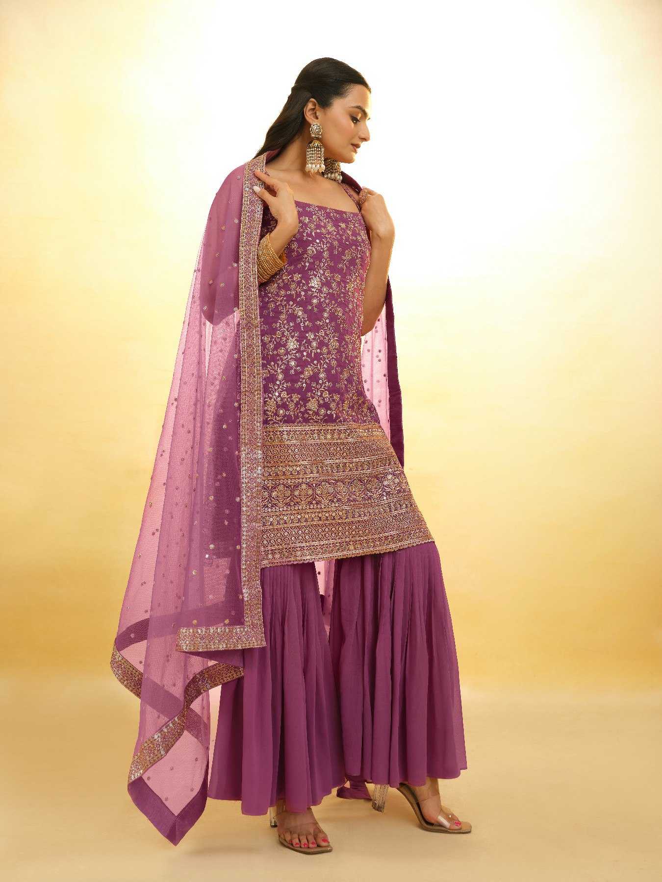 Ynf Georgette RIN228 294 Suits & Dresses Wedding Collections Festive Collections Wholesale Sharara Salwar Suits Georgette Suit Embroidered Suits Manufacturer