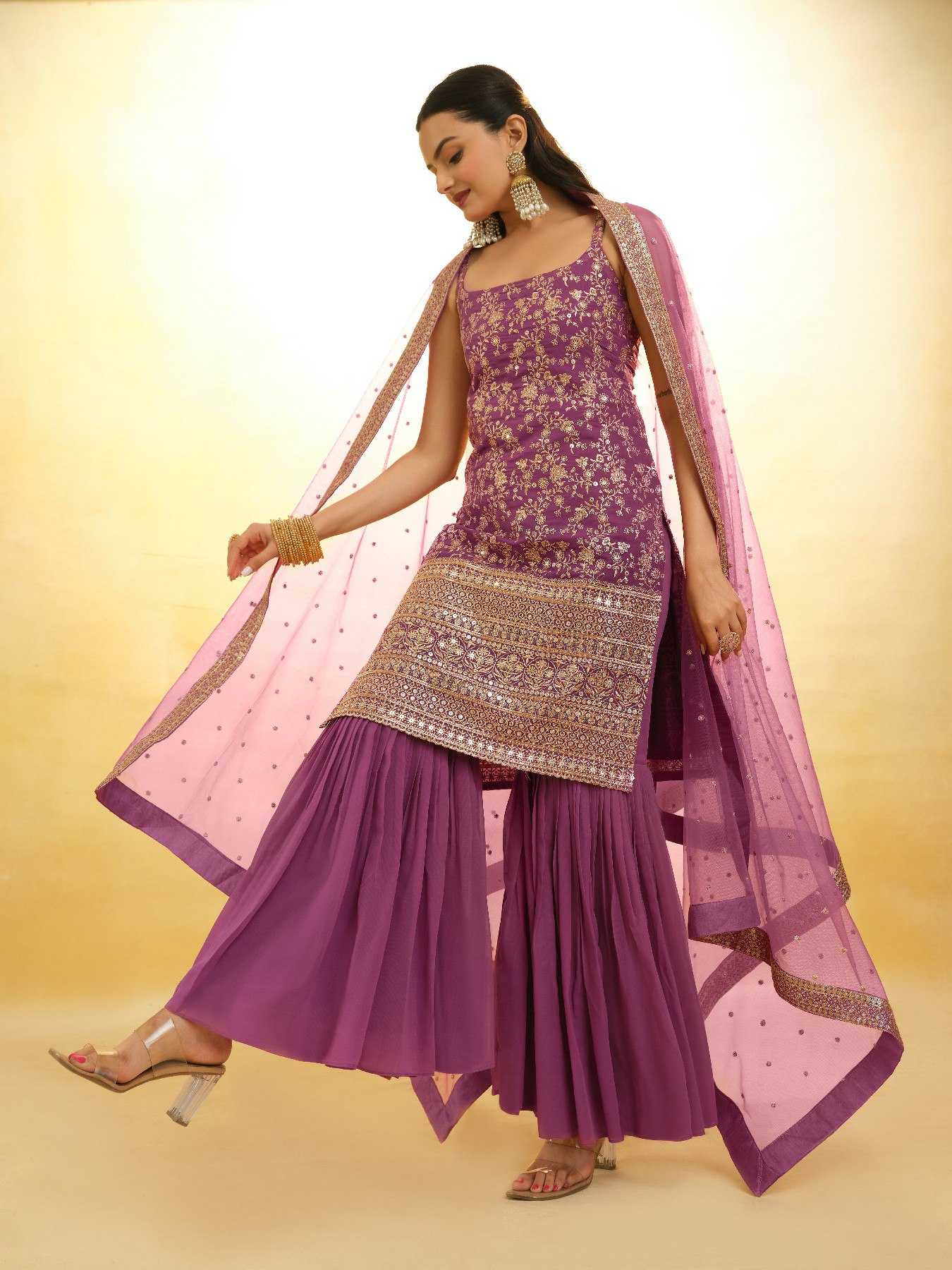 Ynf Georgette RIN228 294 Suits & Dresses Wedding Collections Festive Collections Wholesale Sharara Salwar Suits Georgette Suit Embroidered Suits Manufacturer