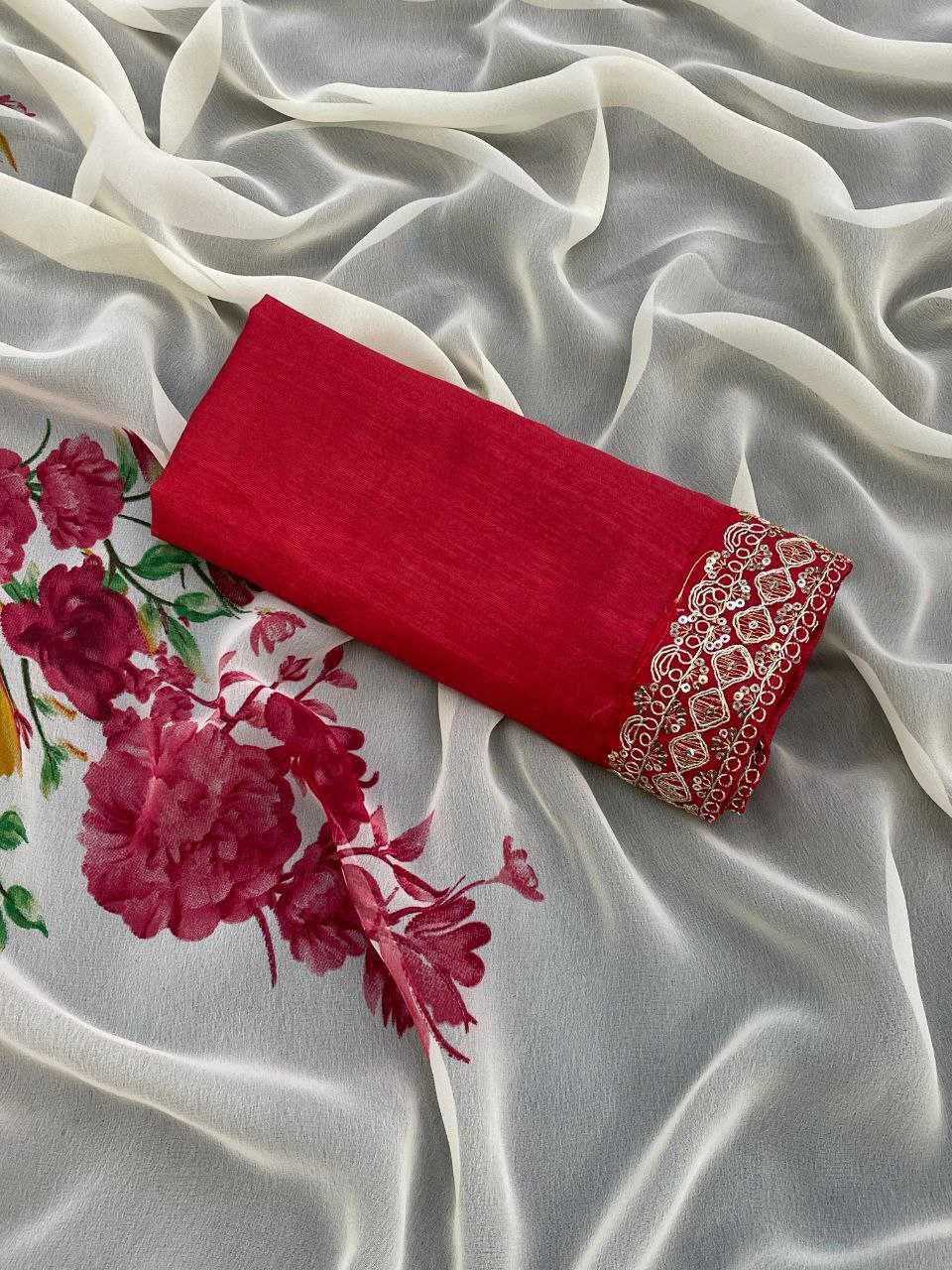 Ynf Georgette RIN231 FLOWER PRINT Sarees Wholesale Party Wear Sarees Embroidered Sarees Manufacturer