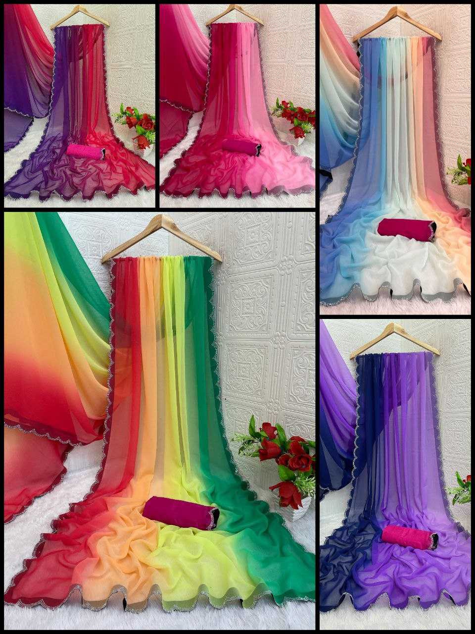 Ynf Georgette RIN231 Swarovski cut work Sarees Wholesale Cutwork Saree Swarovski Sarees Manufacturer