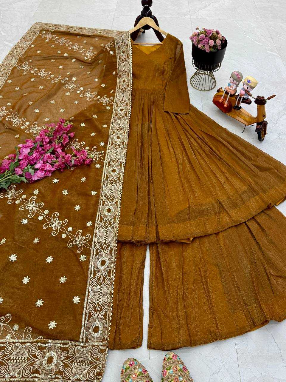 Ynf Gold Plated KESH158 RAKHI Suits & Dresses Wedding Collections Festive Collections Wholesale Sharara Salwar Suits Designer Suits Wedding Outfits Manufacturer