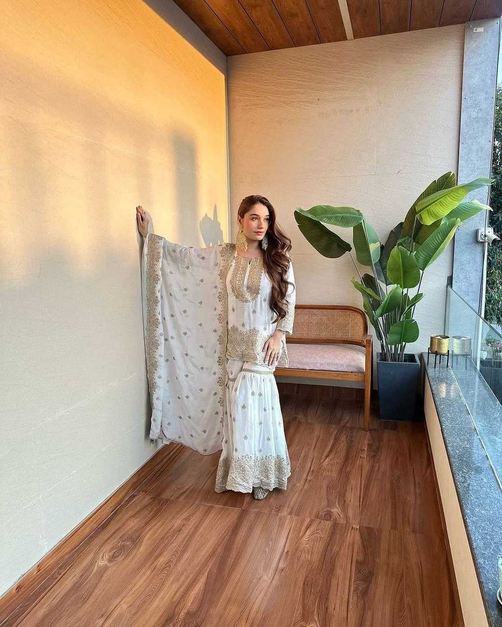 Ynf Heavy Chinnon Silk KESH158 10093 Suits & Dresses Wedding Collections Festive Collections Wholesale Sharara Salwar Suits Embroidery Suits Ladies Silk Suit Manufacturer