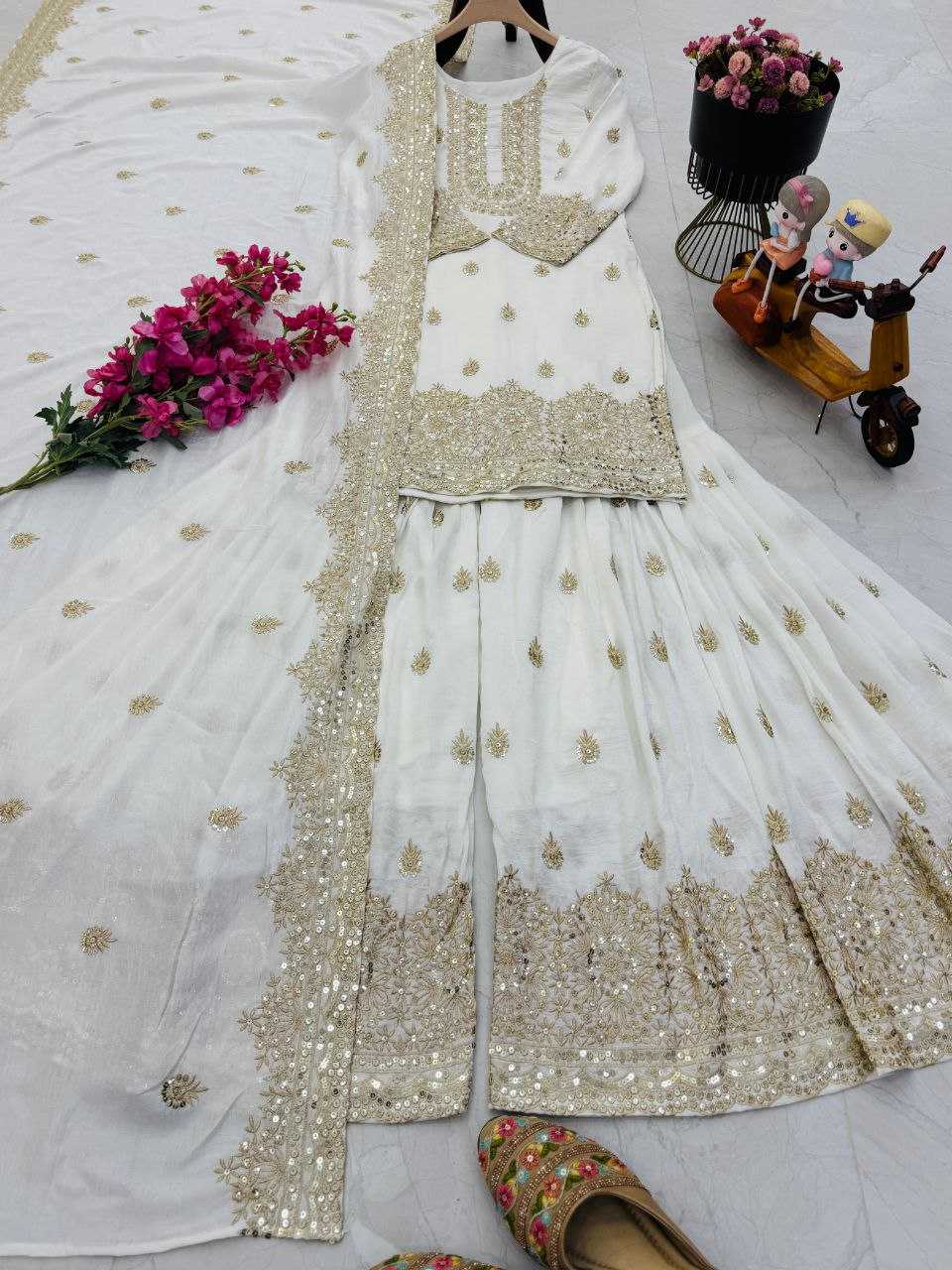 Ynf Heavy Chinnon Silk KESH158 10093 Suits & Dresses Wedding Collections Festive Collections Wholesale Sharara Salwar Suits Embroidery Suits Ladies Silk Suit Manufacturer