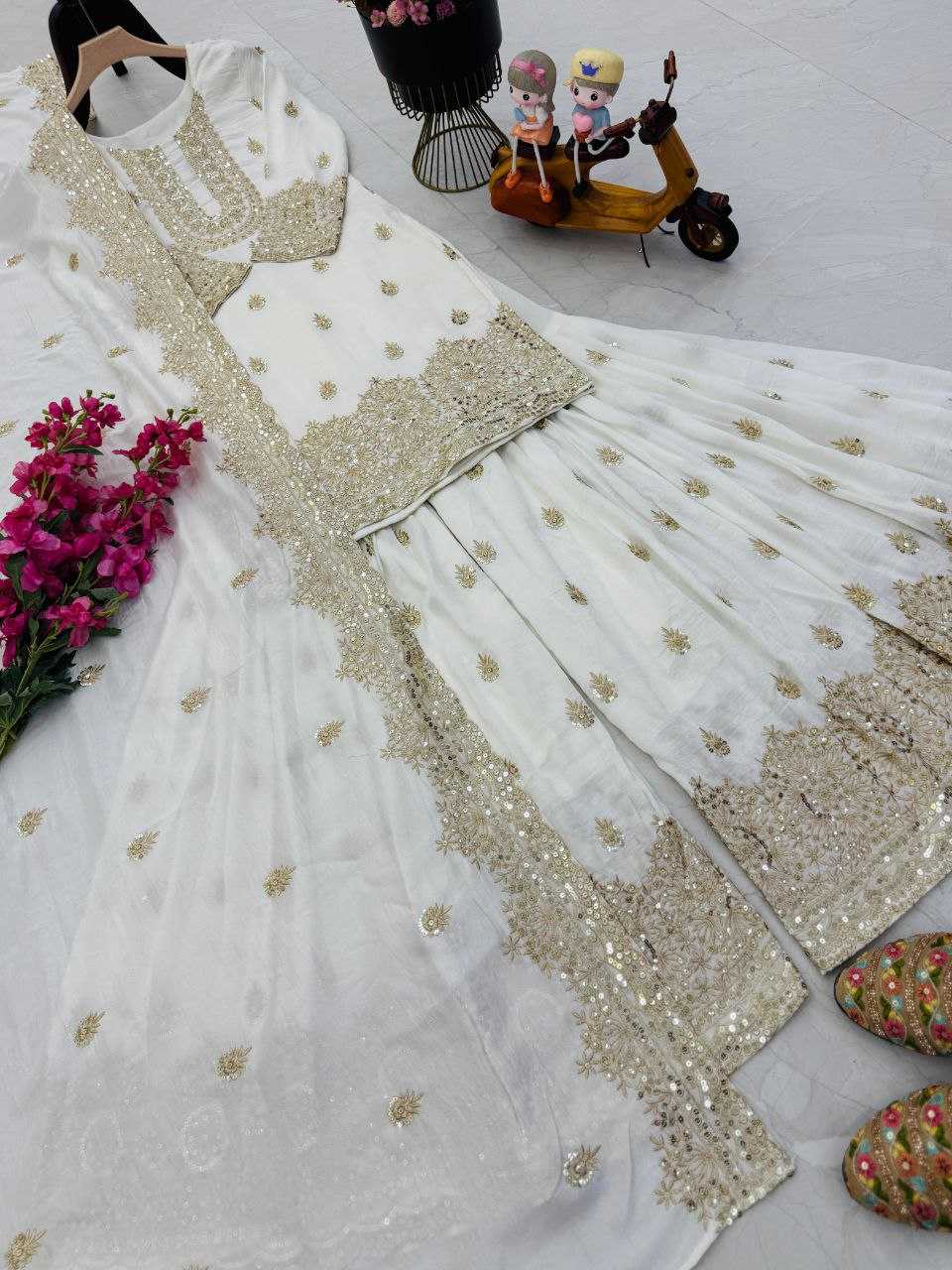 Ynf Heavy Chinnon Silk KESH158 10093 Suits & Dresses Wedding Collections Festive Collections Wholesale Sharara Salwar Suits Embroidery Suits Ladies Silk Suit Manufacturer