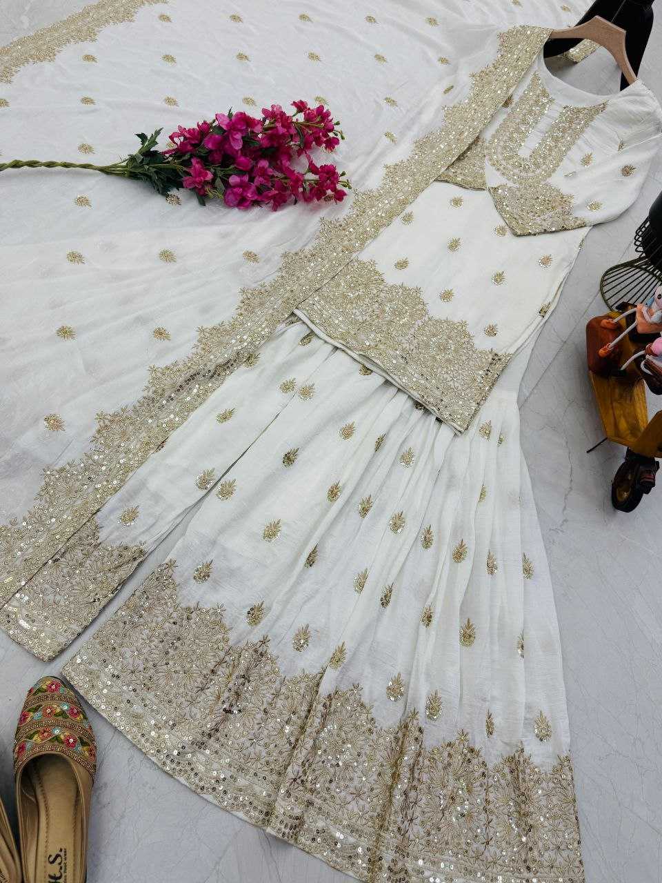 Ynf Heavy Chinnon Silk KESH158 10093 Suits & Dresses Wedding Collections Festive Collections Wholesale Sharara Salwar Suits Embroidery Suits Ladies Silk Suit Manufacturer