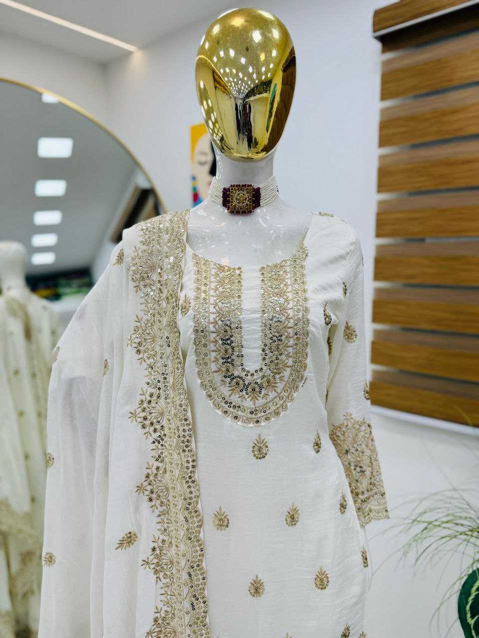 Ynf Heavy Chinnon Silk KESH158 10093 Suits & Dresses Wedding Collections Festive Collections Wholesale Sharara Salwar Suits Embroidery Suits Ladies Silk Suit Manufacturer
