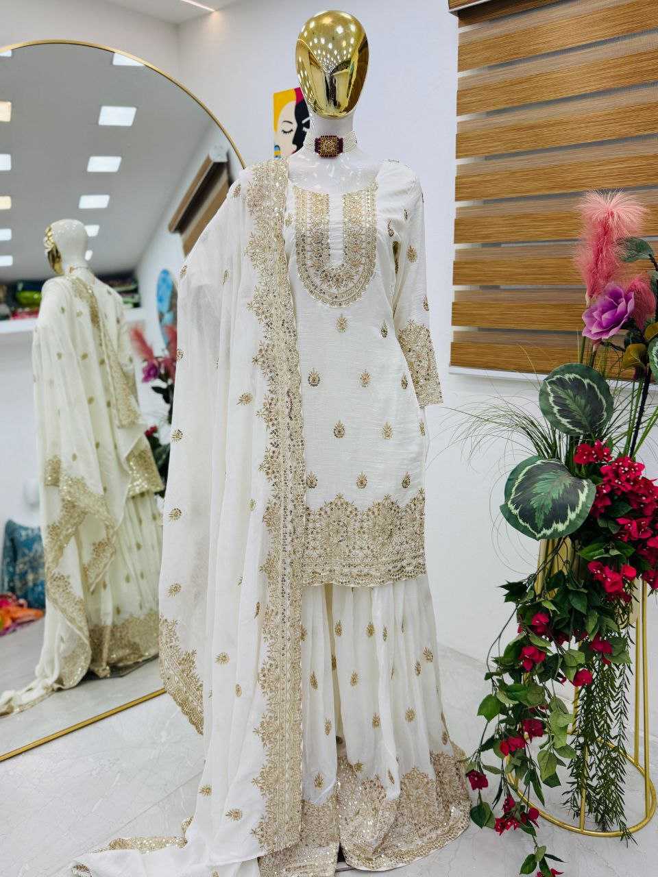 Ynf Heavy Chinnon Silk KESH158 10093 Suits & Dresses Wedding Collections Festive Collections Wholesale Sharara Salwar Suits Embroidery Suits Ladies Silk Suit Manufacturer