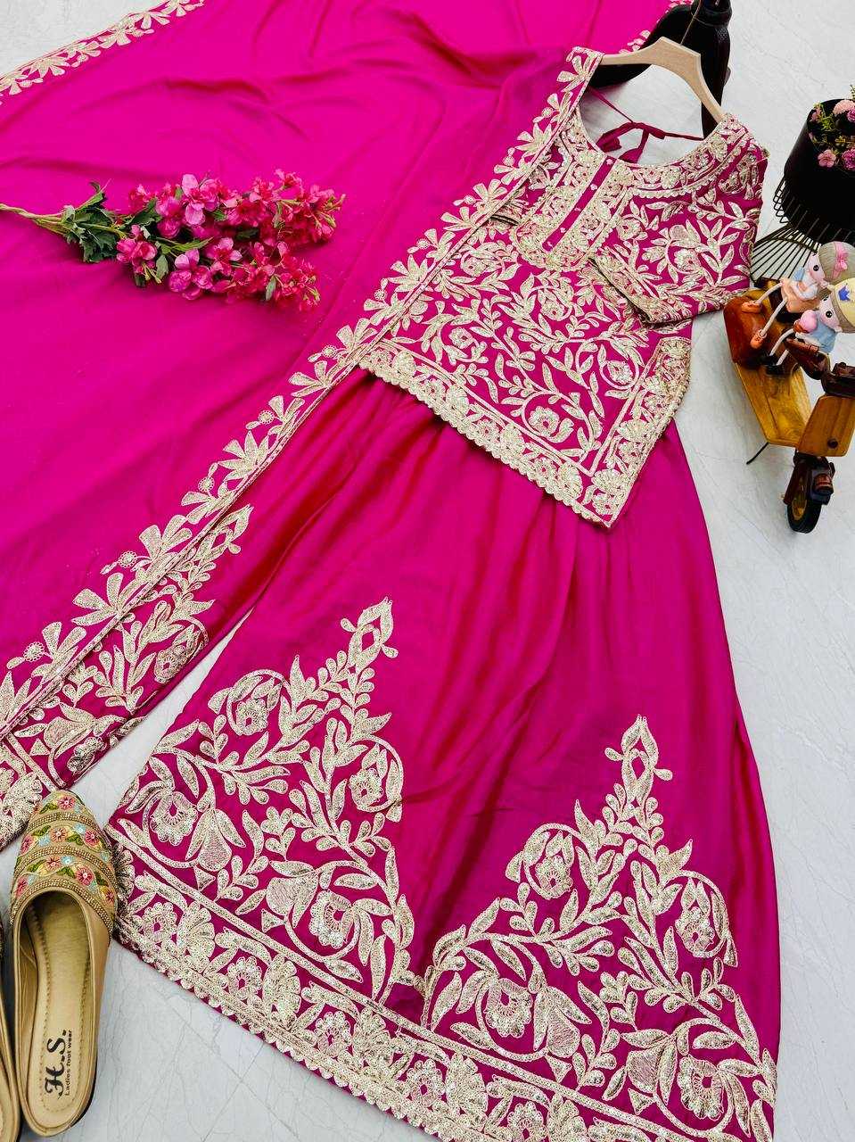 Ynf Heavy Chinnon Silk KESH158 10095 Suits & Dresses Wedding Collections Festive Collections Wholesale Sharara Salwar Suits Ladies Silk Suit Designer Suits Manufacturer