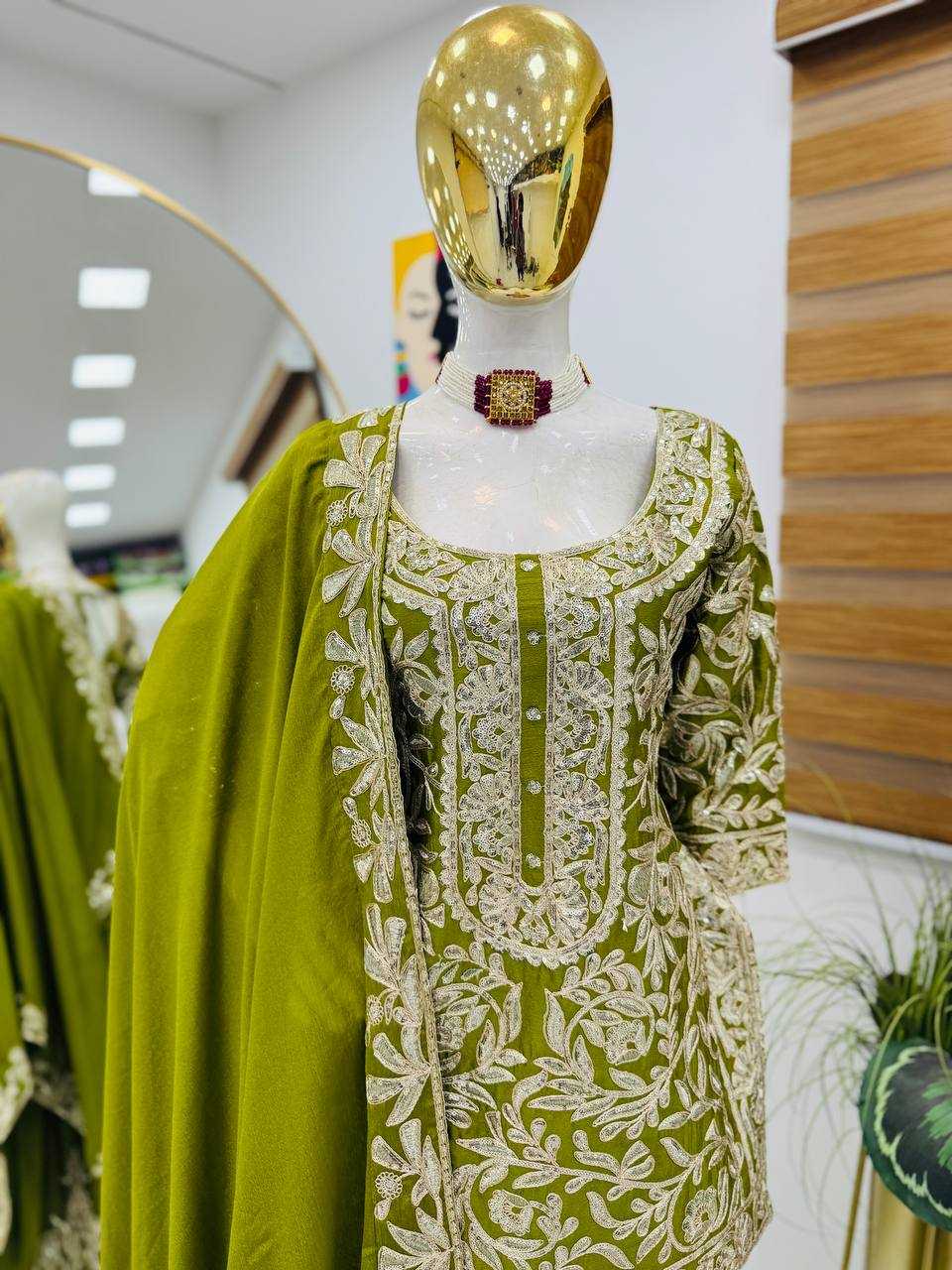 Ynf Heavy Chinnon Silk KESH158 10095 Suits & Dresses Wedding Collections Festive Collections Wholesale Sharara Salwar Suits Ladies Silk Suit Designer Suits Manufacturer