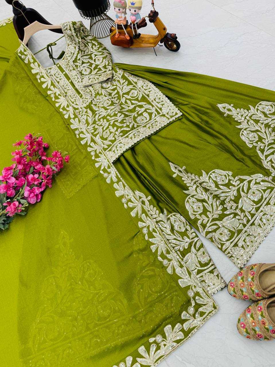 Ynf Heavy Chinnon Silk KESH158 10095 Suits & Dresses Wedding Collections Festive Collections Wholesale Sharara Salwar Suits Ladies Silk Suit Designer Suits Manufacturer