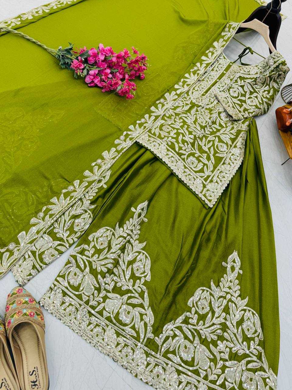 Ynf Heavy Chinnon Silk KESH158 10095 Suits & Dresses Wedding Collections Festive Collections Wholesale Sharara Salwar Suits Ladies Silk Suit Designer Suits Manufacturer