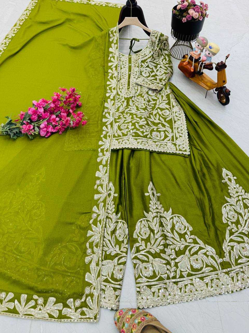 Ynf Heavy Chinnon Silk KESH158 10095 Suits & Dresses Wedding Collections Festive Collections Wholesale Sharara Salwar Suits Ladies Silk Suit Designer Suits Manufacturer