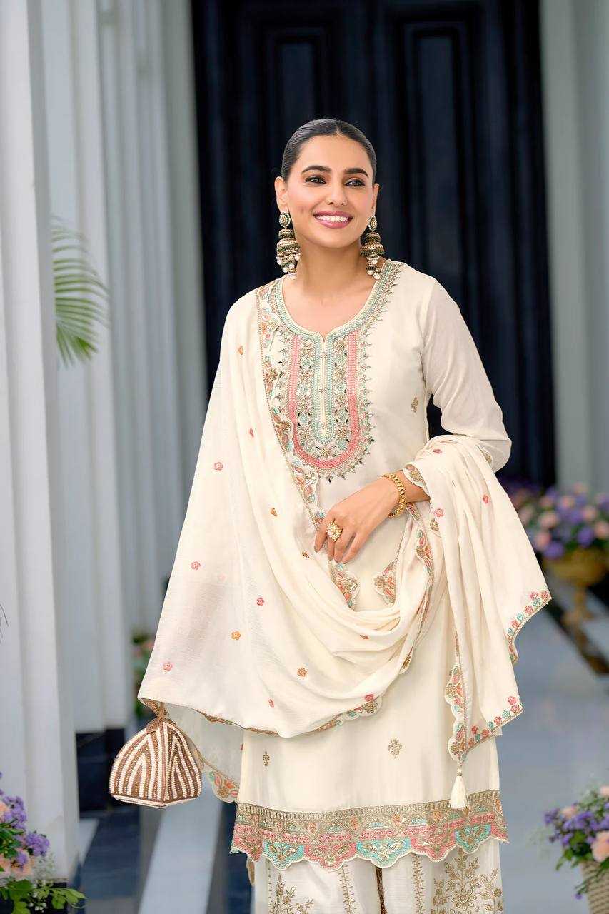 Ynf Heavy Chinnon Silk KESH158 10099 Suits & Dresses Wedding Collections Festive Collections Wholesale Sharara Salwar Suits Embroidery Suits Ladies Silk Suit Manufacturer