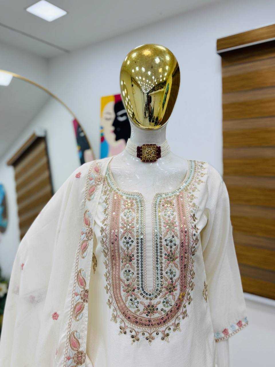 Ynf Heavy Chinnon Silk KESH158 10099 Suits & Dresses Wedding Collections Festive Collections Wholesale Sharara Salwar Suits Embroidery Suits Ladies Silk Suit Manufacturer