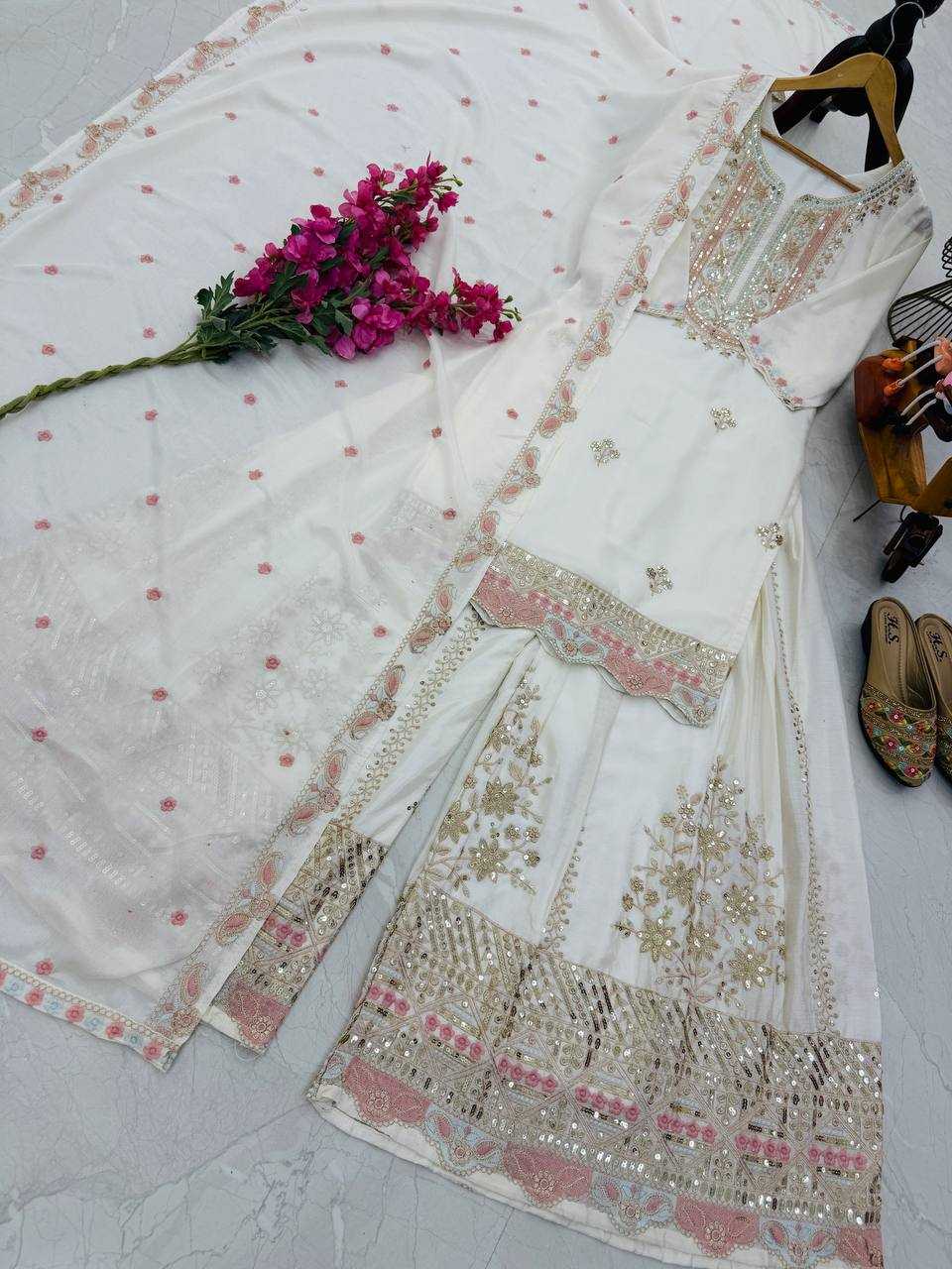 Ynf Heavy Chinnon Silk KESH158 10099 Suits & Dresses Wedding Collections Festive Collections Wholesale Sharara Salwar Suits Embroidery Suits Ladies Silk Suit Manufacturer