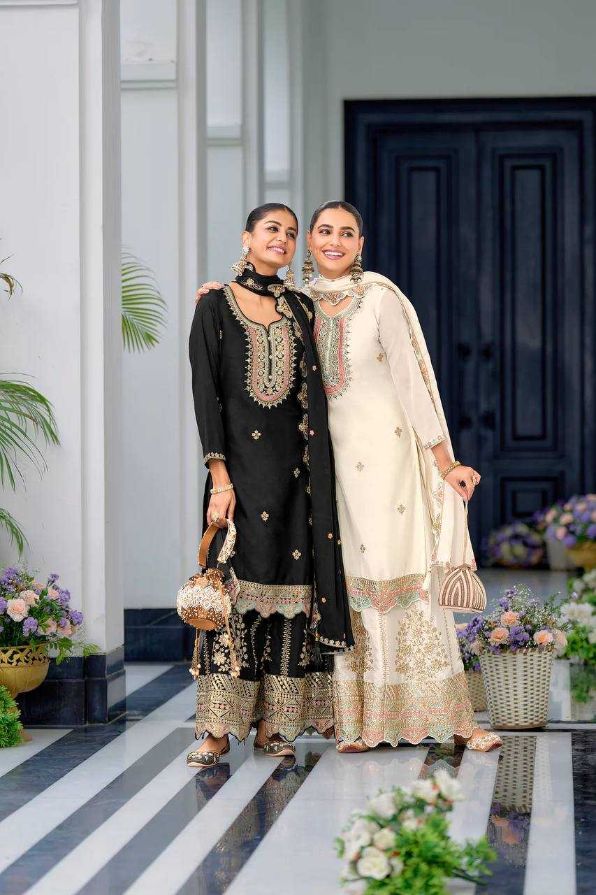 Ynf Heavy Chinnon Silk KESH158 10099 Suits & Dresses Wedding Collections Festive Collections Wholesale Sharara Salwar Suits Embroidery Suits Ladies Silk Suit Manufacturer
