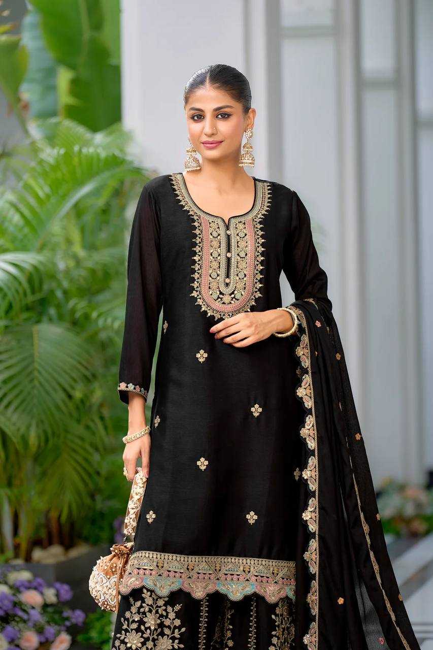 Ynf Heavy Chinnon Silk KESH158 10099 Suits & Dresses Wedding Collections Festive Collections Wholesale Sharara Salwar Suits Embroidery Suits Ladies Silk Suit Manufacturer