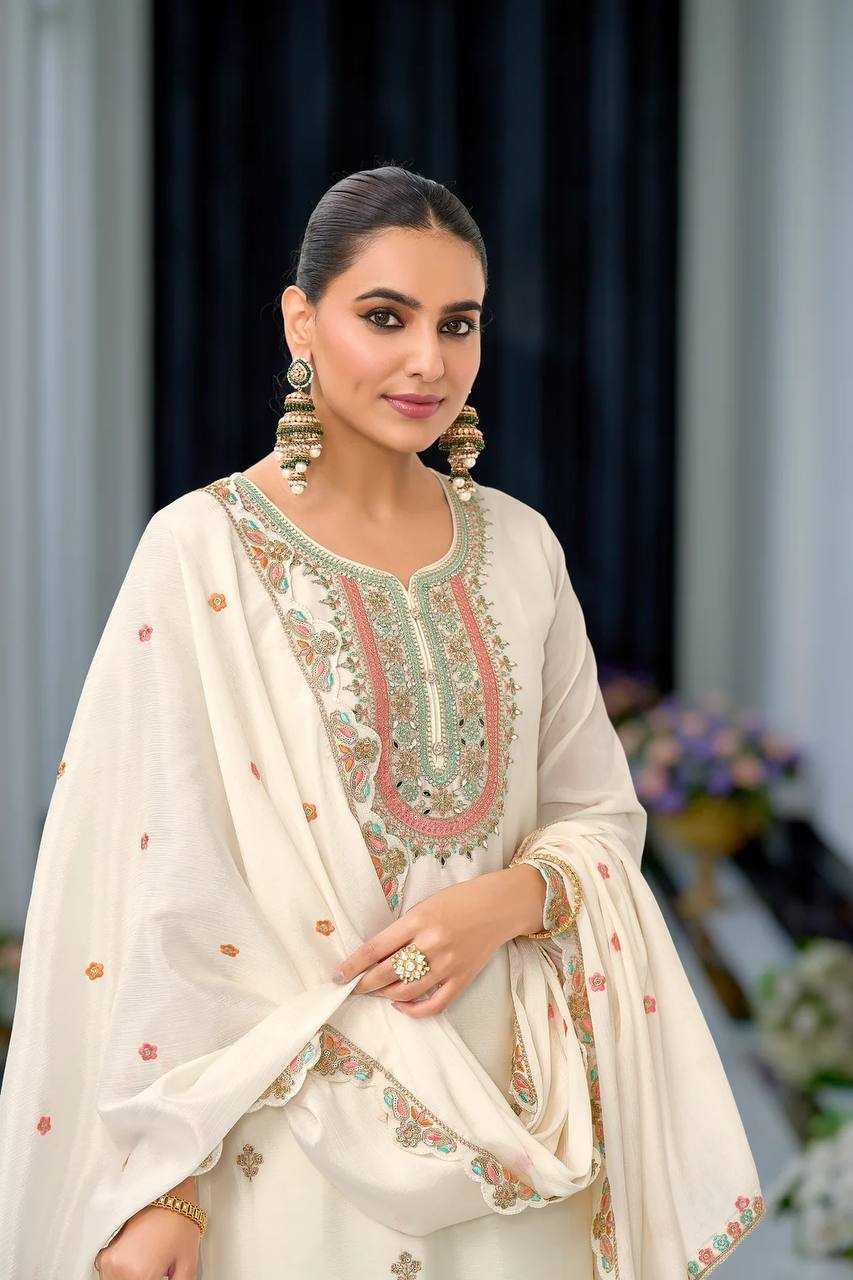 Ynf Heavy Chinnon Silk KESH158 10099 Suits & Dresses Wedding Collections Festive Collections Wholesale Sharara Salwar Suits Embroidery Suits Ladies Silk Suit Manufacturer