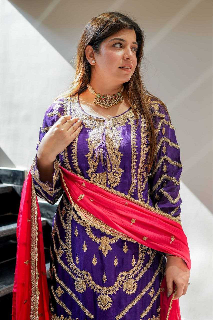 Ynf Heavy Chinnon Silk KESH158 7001 Suits & Dresses Wedding Collections Festive Collections Wholesale Sharara Salwar Suits Ladies Silk Suit Wedding Outfits Manufacturer