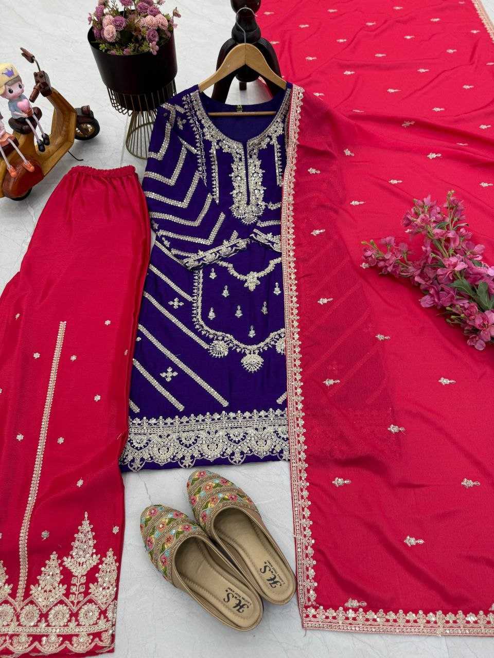 Ynf Heavy Chinnon Silk KESH158 7001 Suits & Dresses Wedding Collections Festive Collections Wholesale Sharara Salwar Suits Ladies Silk Suit Wedding Outfits Manufacturer