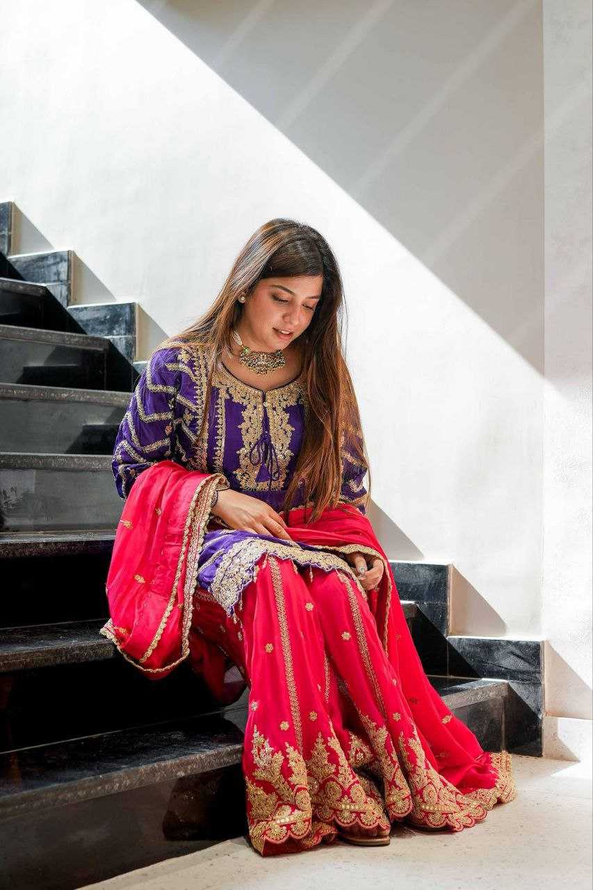 Ynf Heavy Chinnon Silk KESH158 7001 Suits & Dresses Wedding Collections Festive Collections Wholesale Sharara Salwar Suits Ladies Silk Suit Wedding Outfits Manufacturer