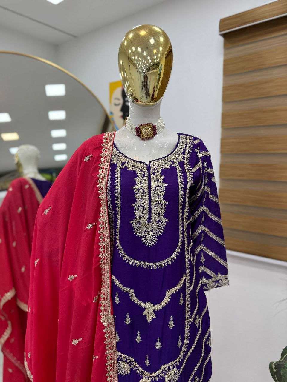 Ynf Heavy Chinnon Silk KESH158 7001 Suits & Dresses Wedding Collections Festive Collections Wholesale Sharara Salwar Suits Ladies Silk Suit Wedding Outfits Manufacturer