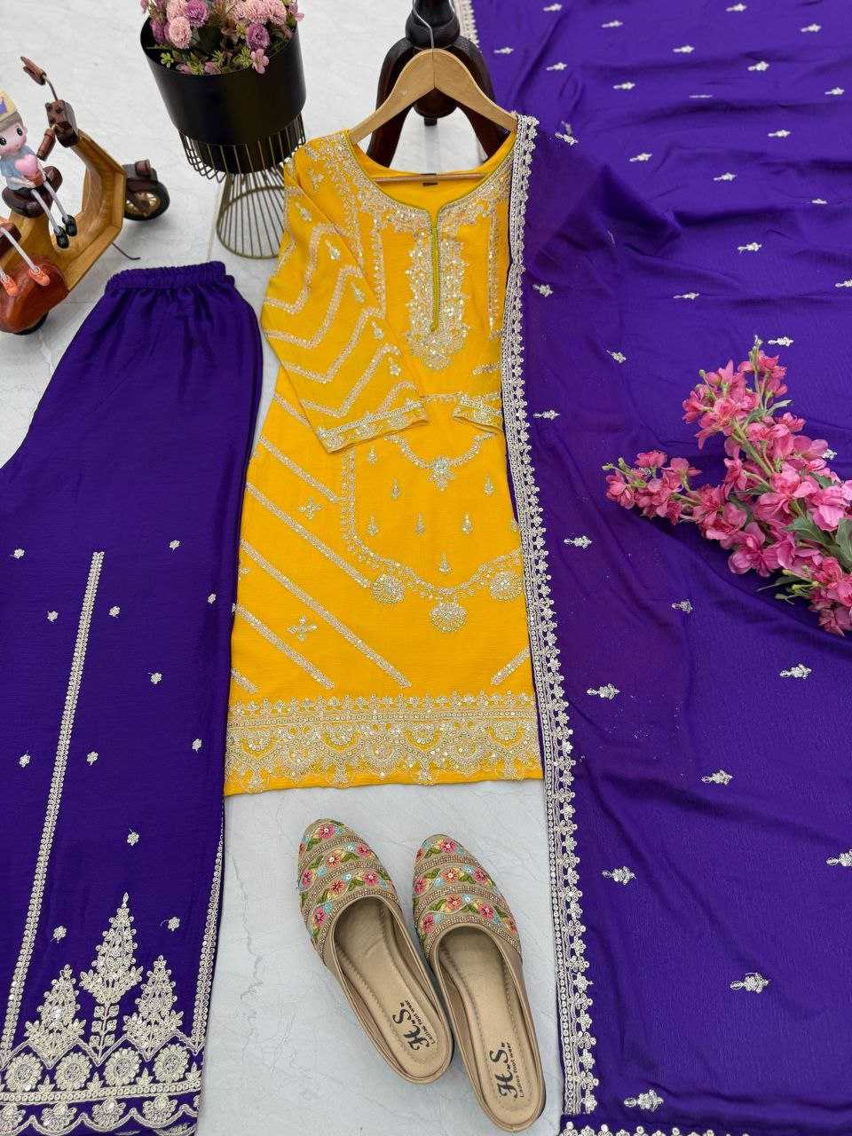 Ynf Heavy Chinnon Silk KESH158 7001 Suits & Dresses Wedding Collections Festive Collections Wholesale Sharara Salwar Suits Ladies Silk Suit Wedding Outfits Manufacturer